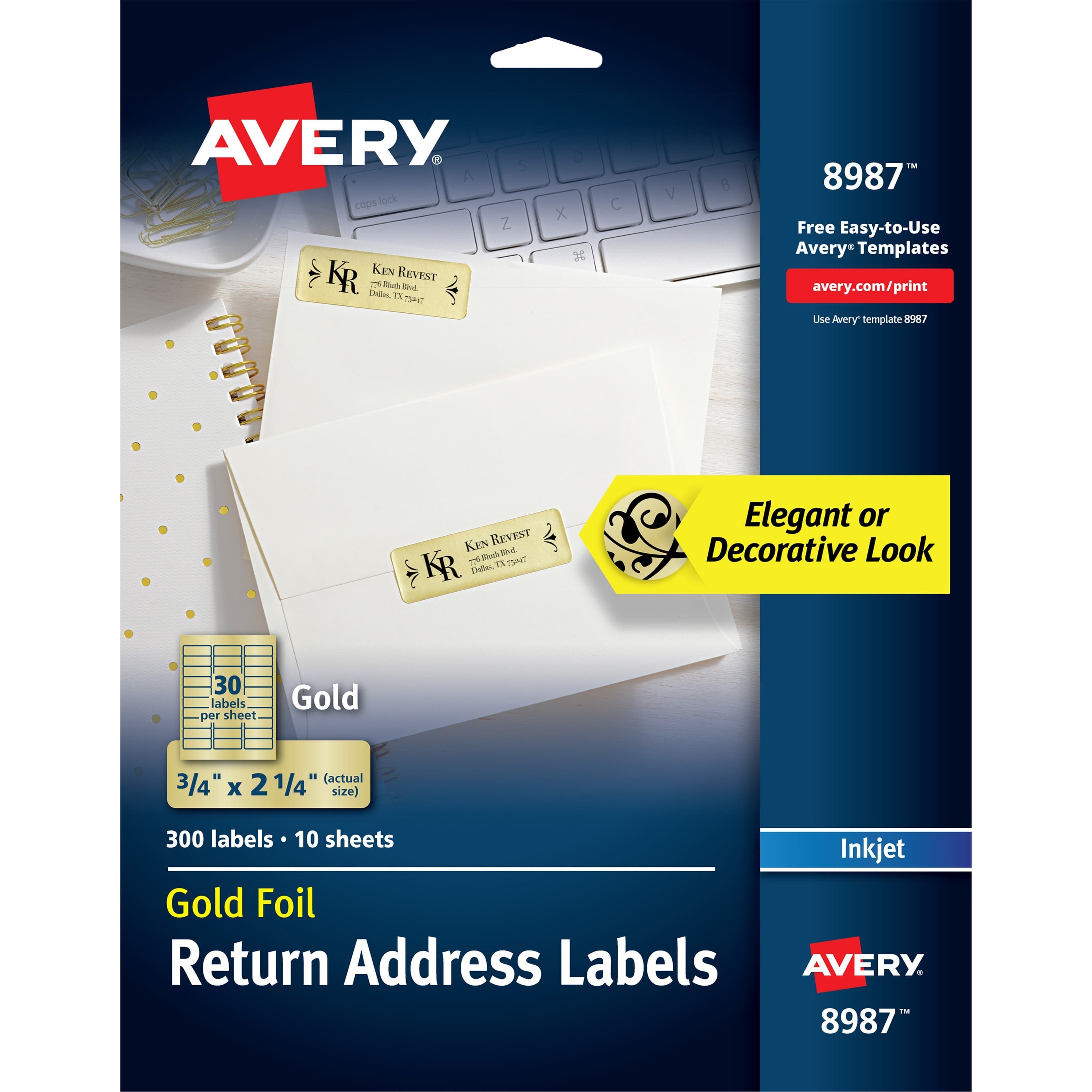 Avery® Foil Mailing Labels - 5 / Carton