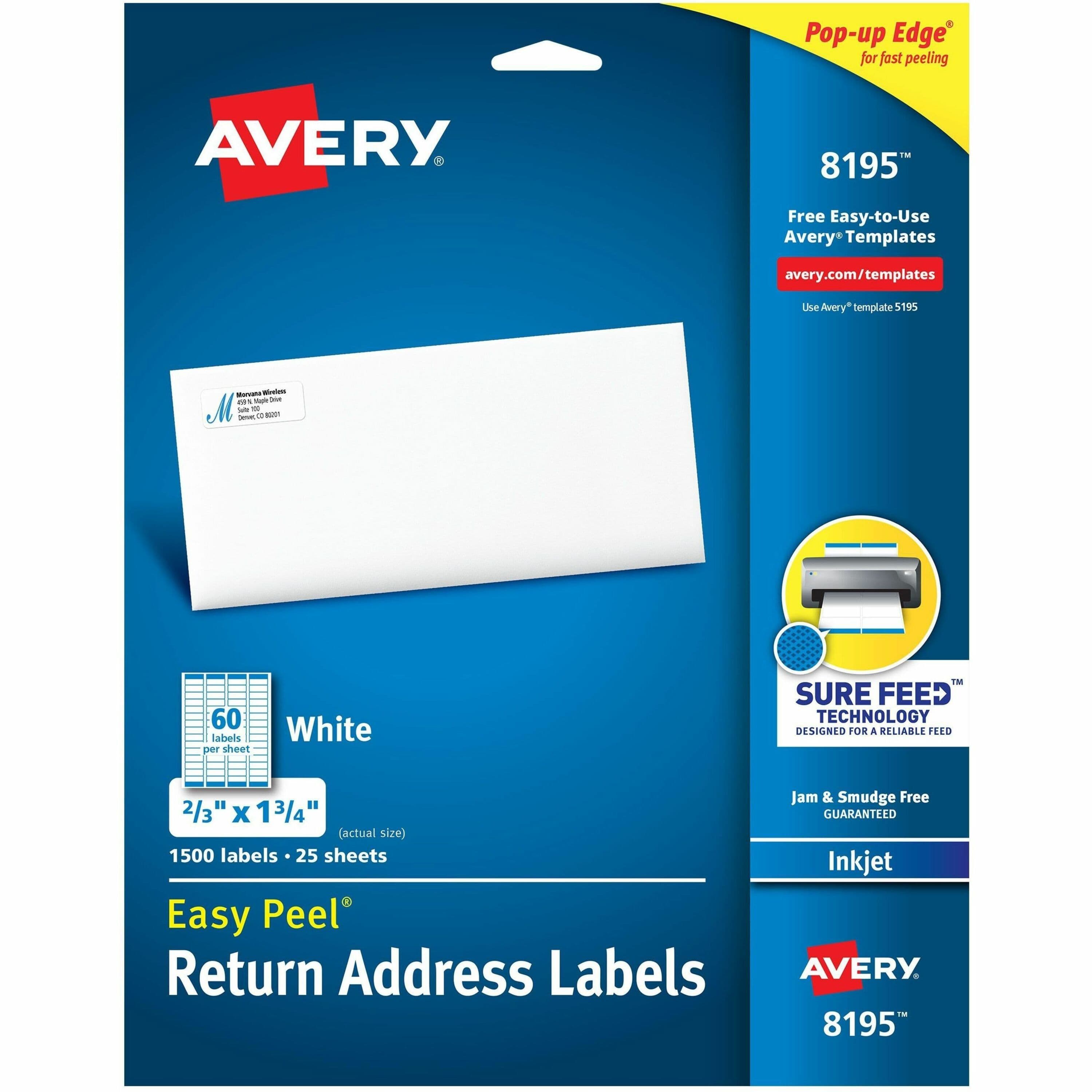 Avery® Easy Peel Inkjet Return Address Labels - 1500 / Pack