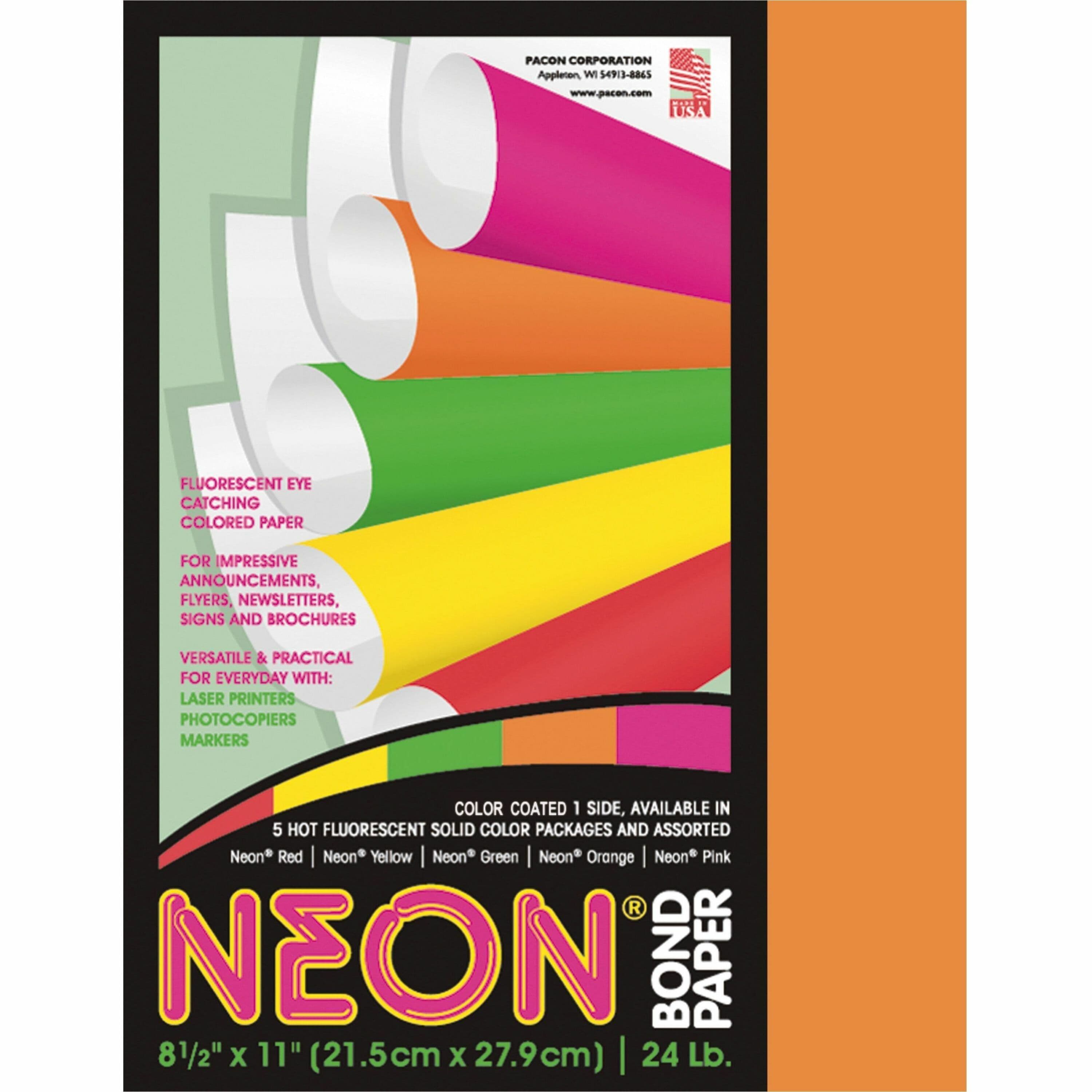 Pacon Neon Bond Paper - Orange - 100 / Pack