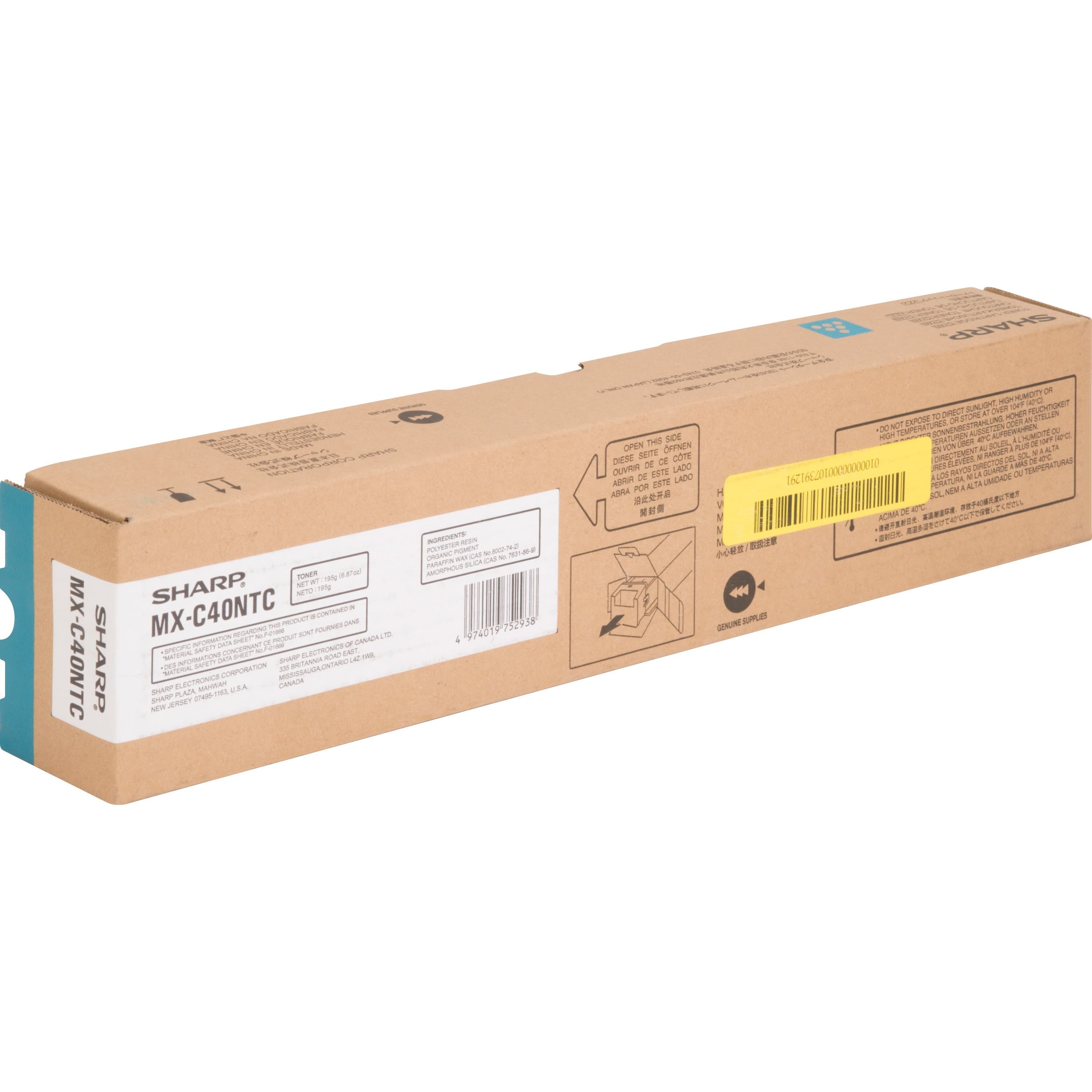 SHARP® MX-C40NTC Original Laser Toner Cartridge - Cyan - 1 Each