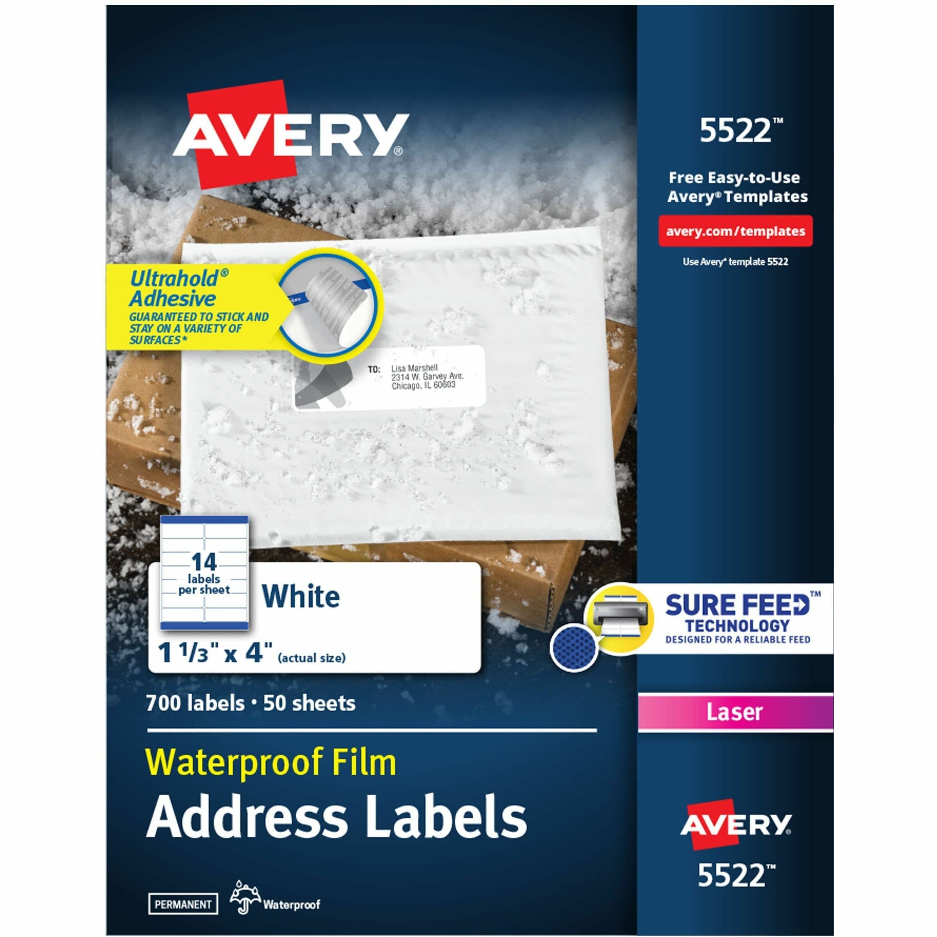 Avery® 1-1/3" x 4" Labels, Ultrahold, 700 Labels (5522) - 700 / Pack