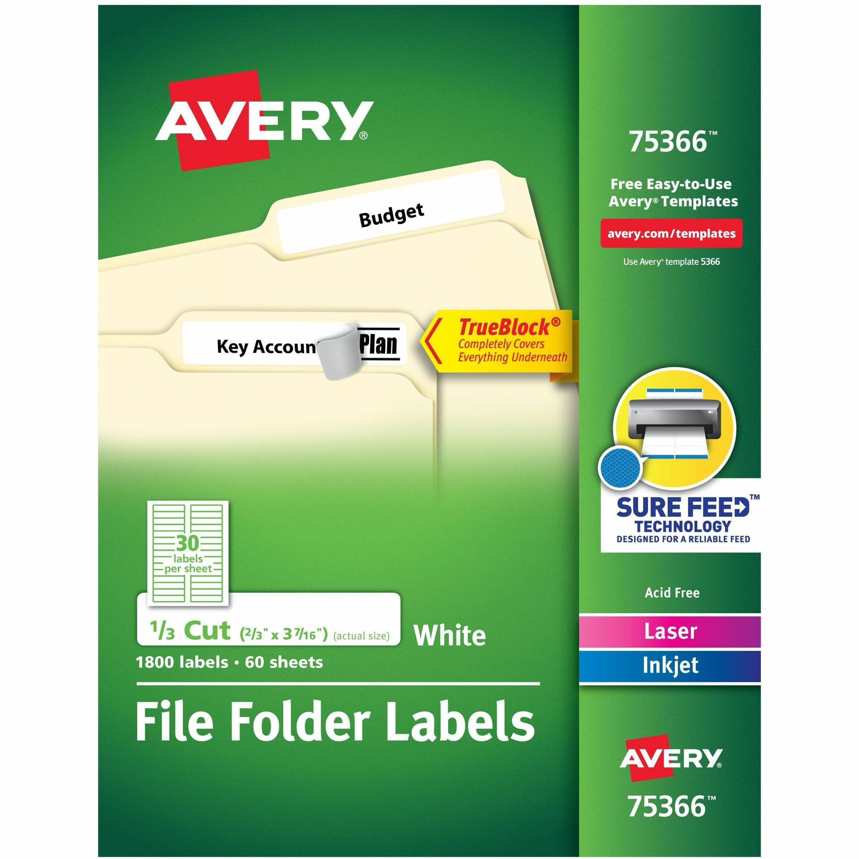 Avery® TrueBlock File Folder Labels - 1800 / Box
