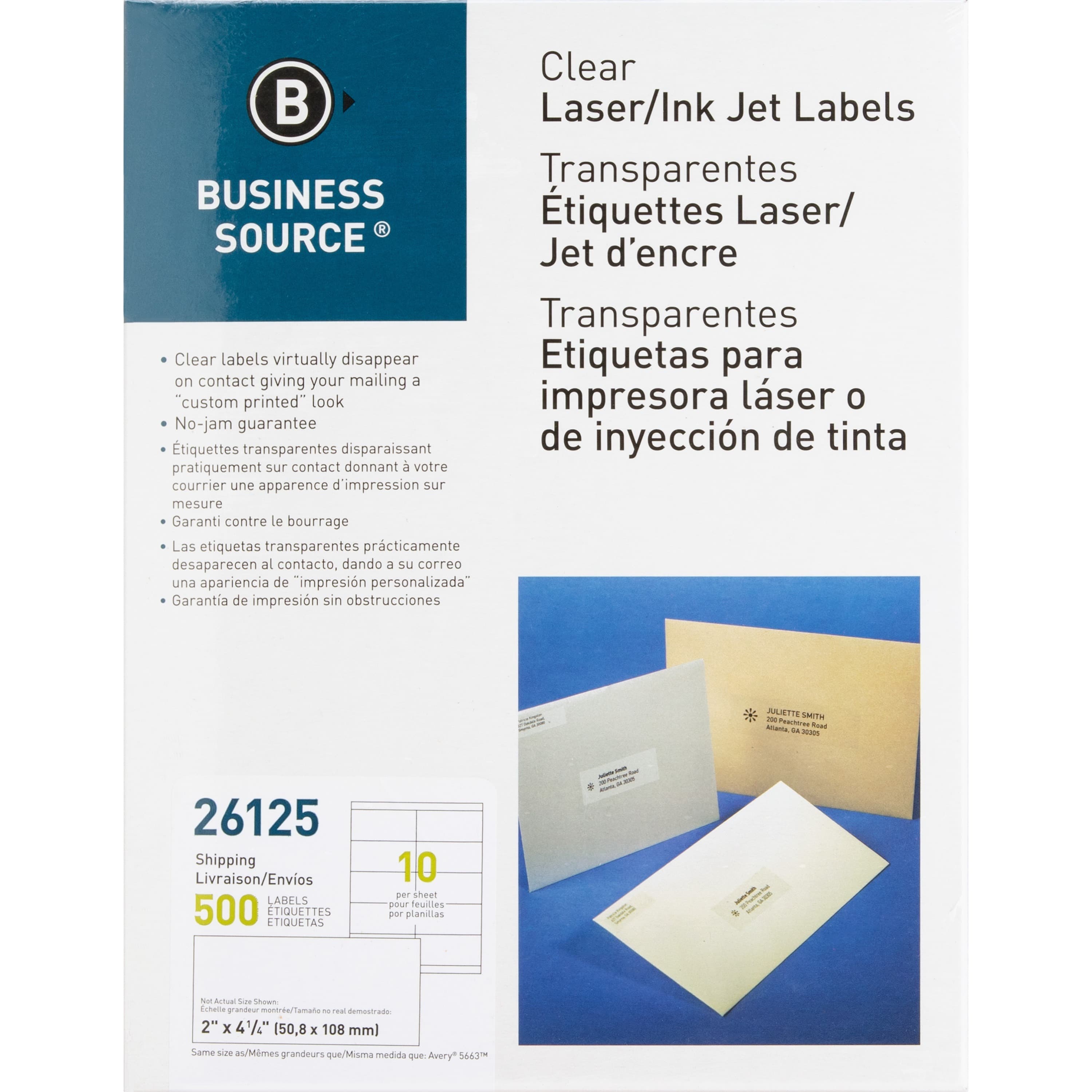 Business Source Clear Shipping Labels - 500 / Pack