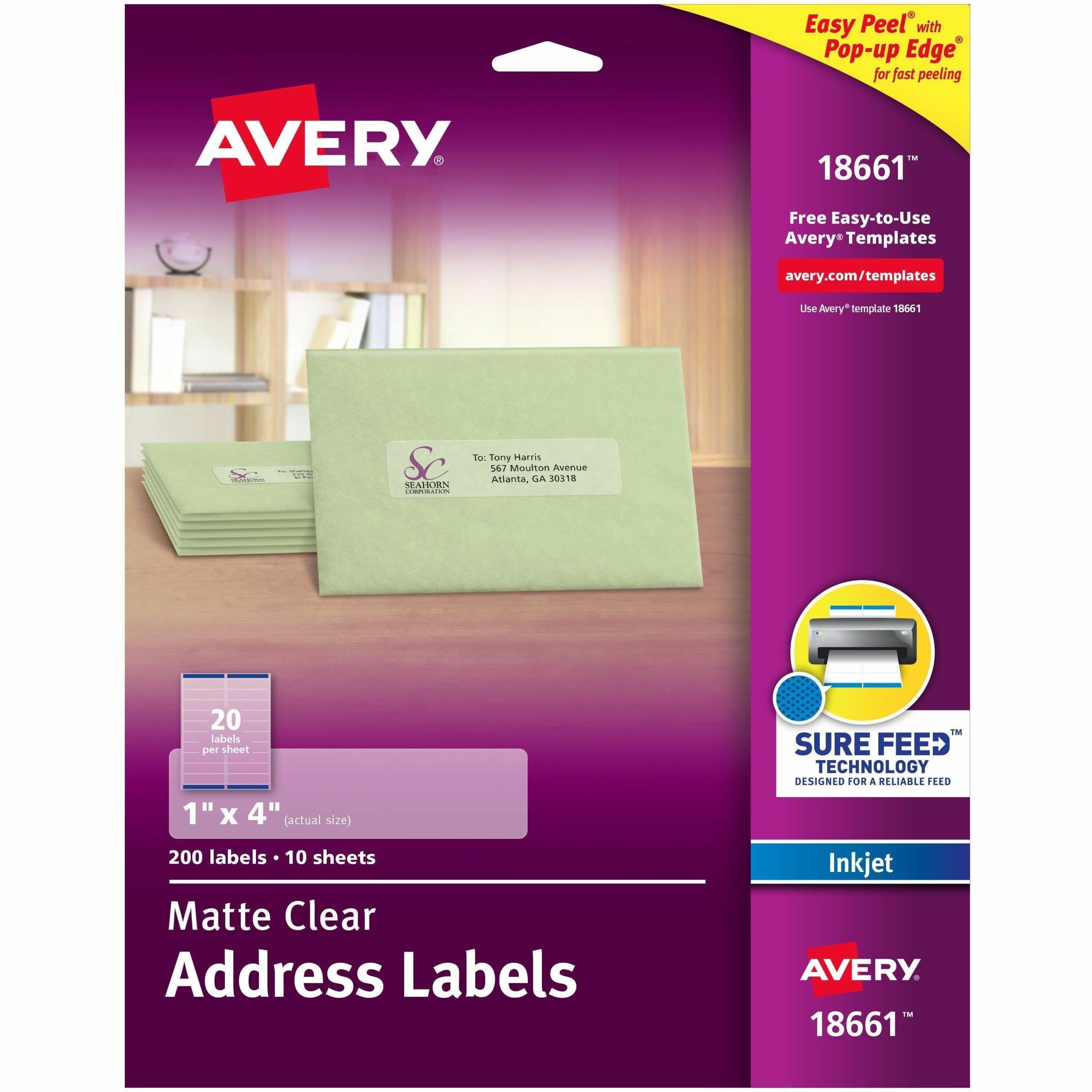 Avery® Easy Peel Inkjet Printer Mailing Labels - 200 / Pack