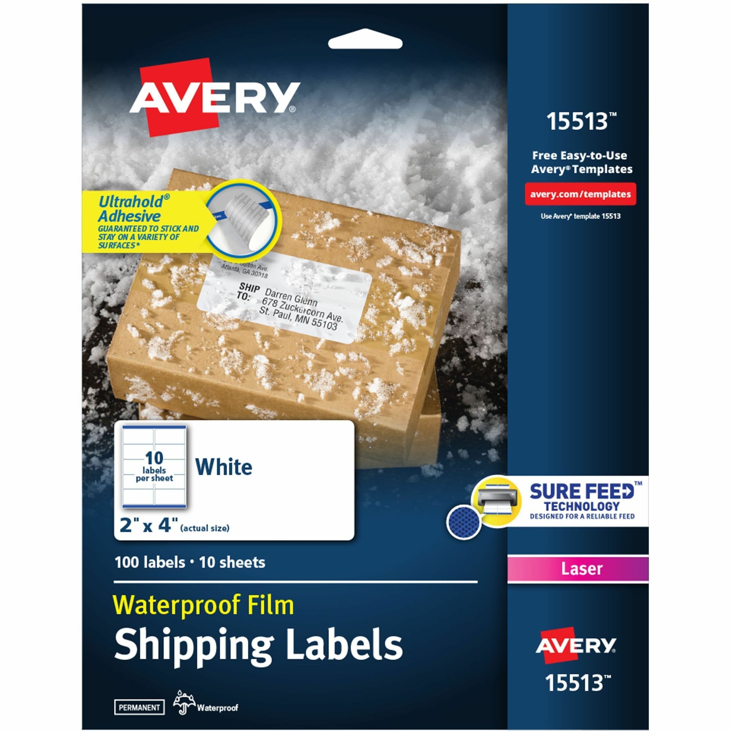 Avery® 2" x 4" Labels, Ultrahold, 100 Labels (15513)