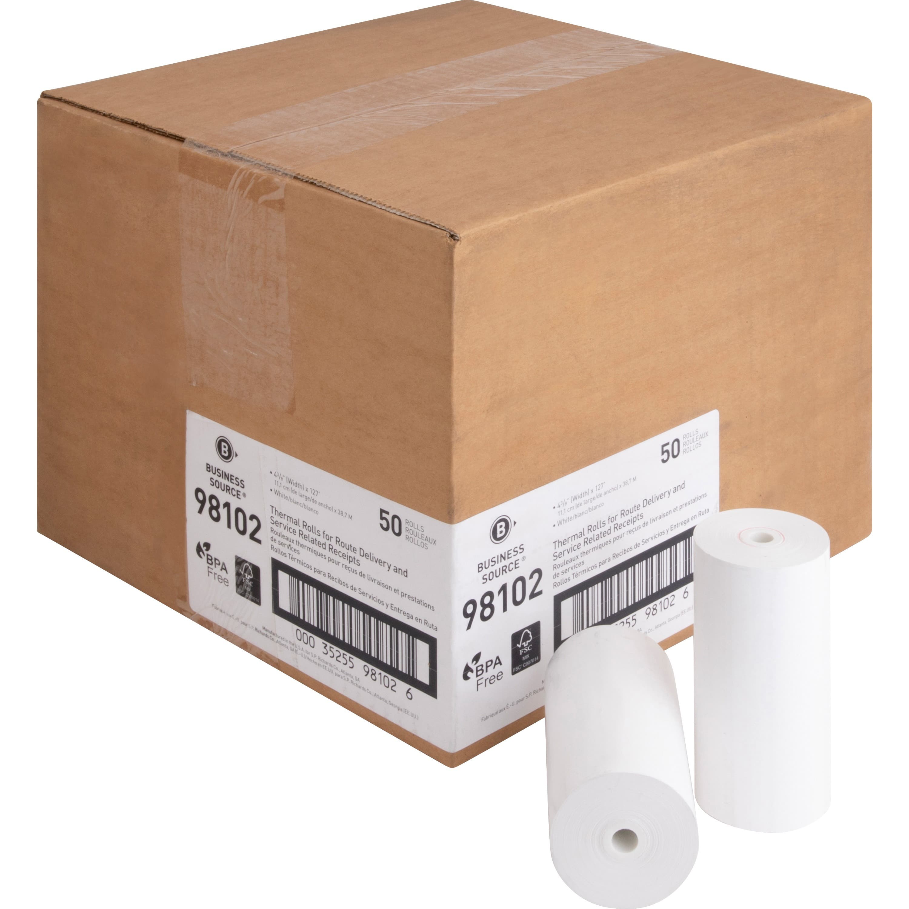 Business Source Portable Printer Receipt Thermal Rolls - 50 / Carton