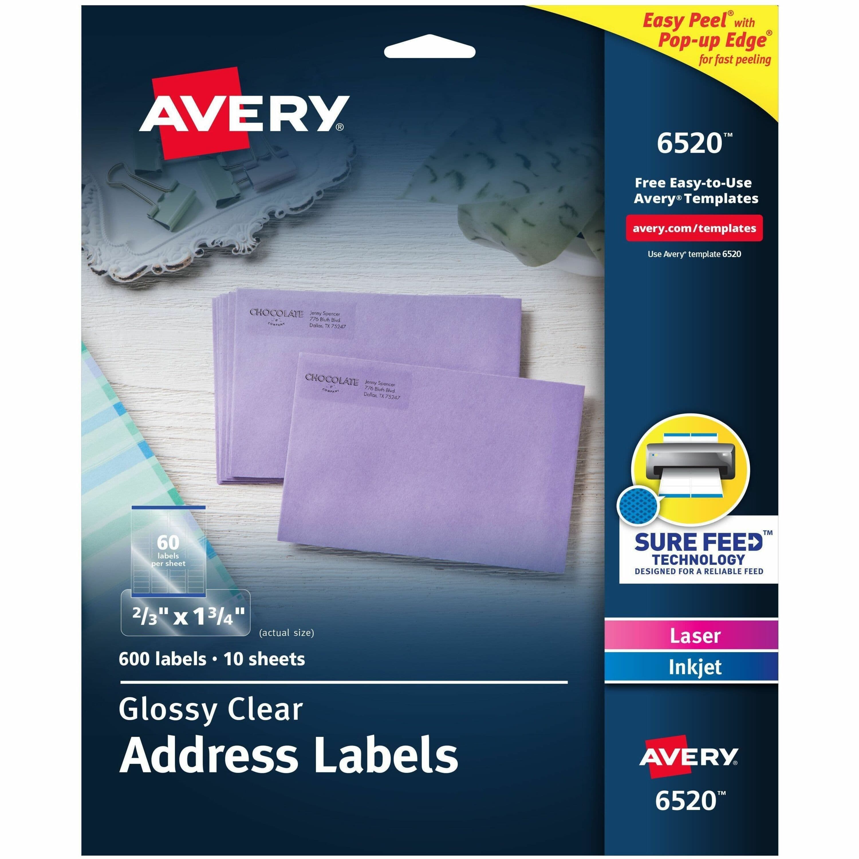 Avery® Easy Peel High Gloss Clear Mailing Labels - 600 / Pack