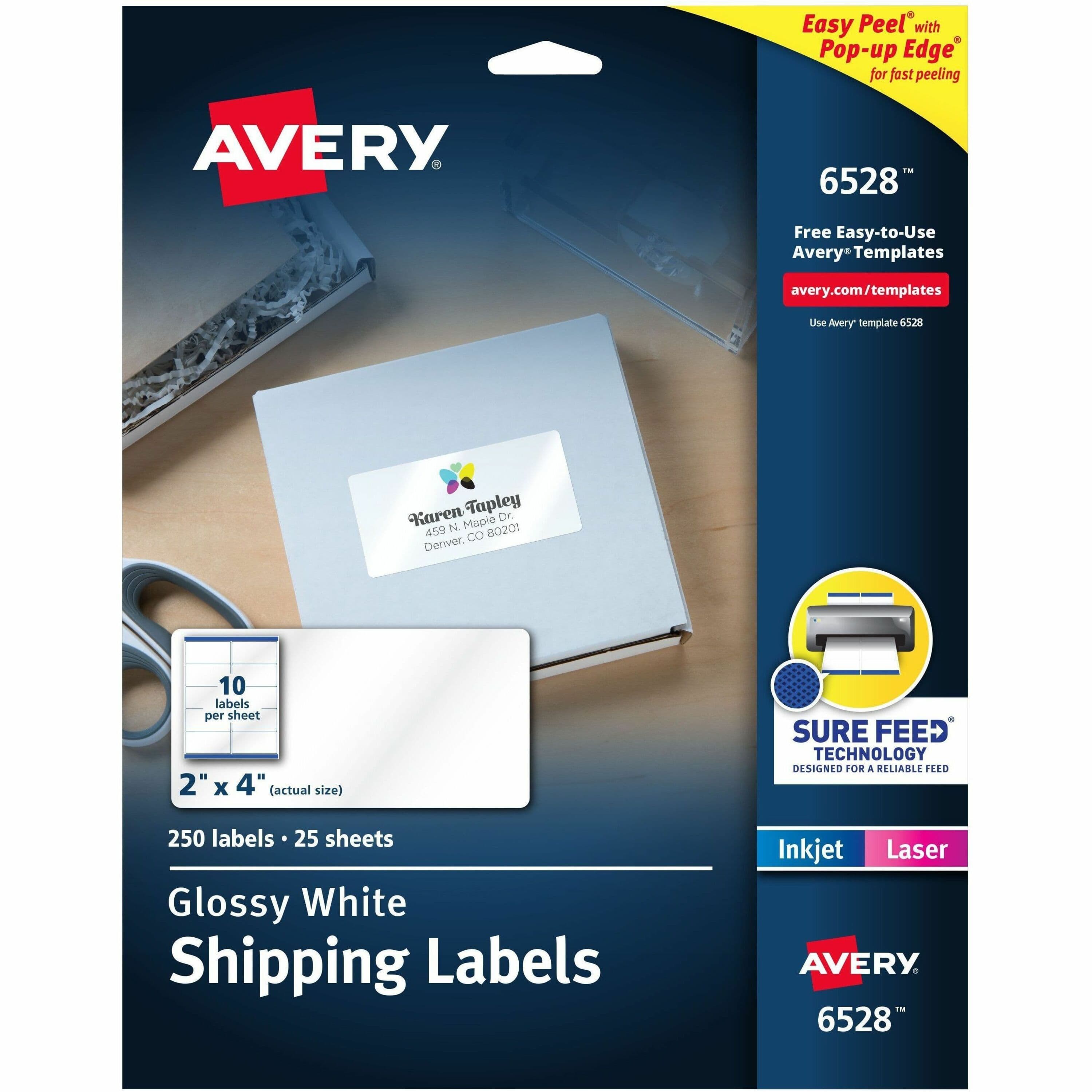 Avery® Shipping Labels, Glossy White, 2" x 4" , 250 Total (6528) - 250 / Pack