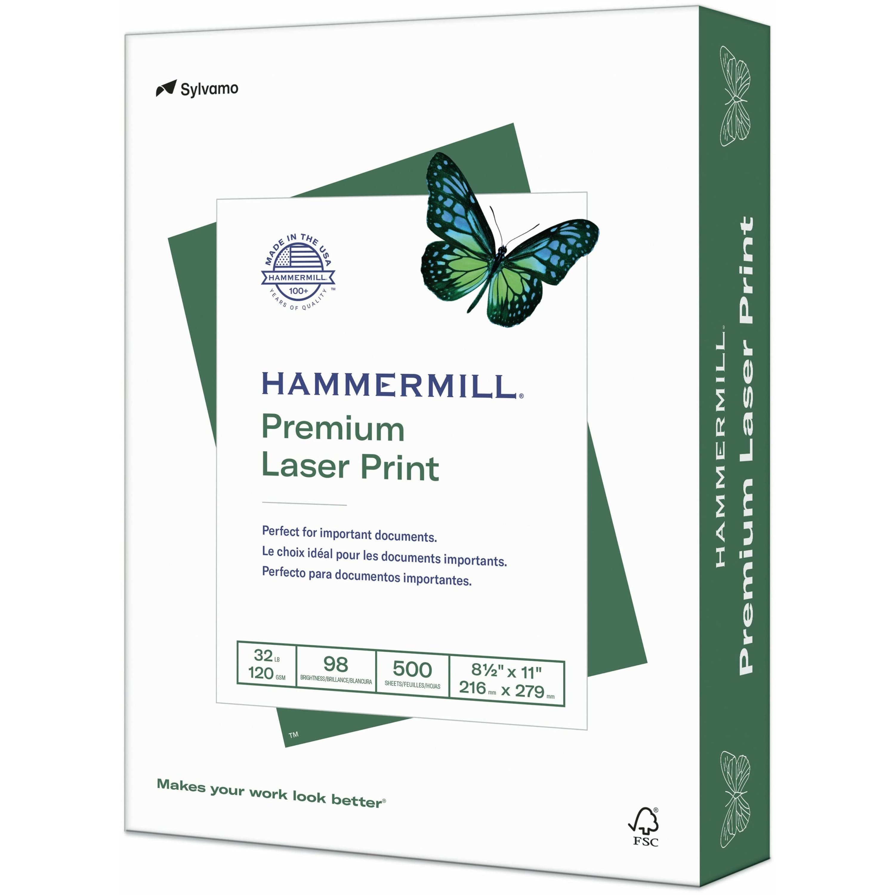Hammermill Premium Laser Print Paper for Color Copiers & Laser Printers - White - 8 / Carton