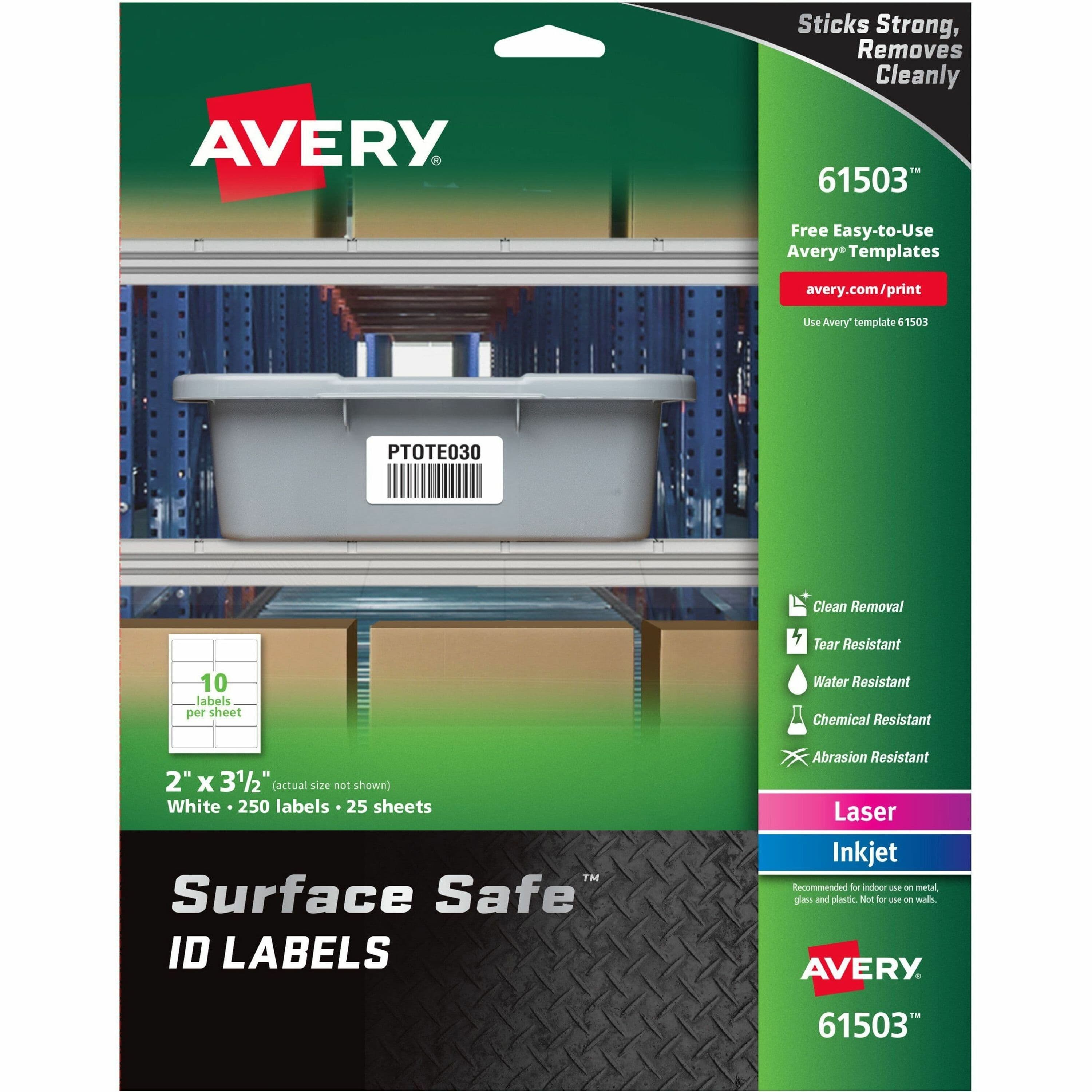 Avery® Surface Safe ID Label - 250 / Pack