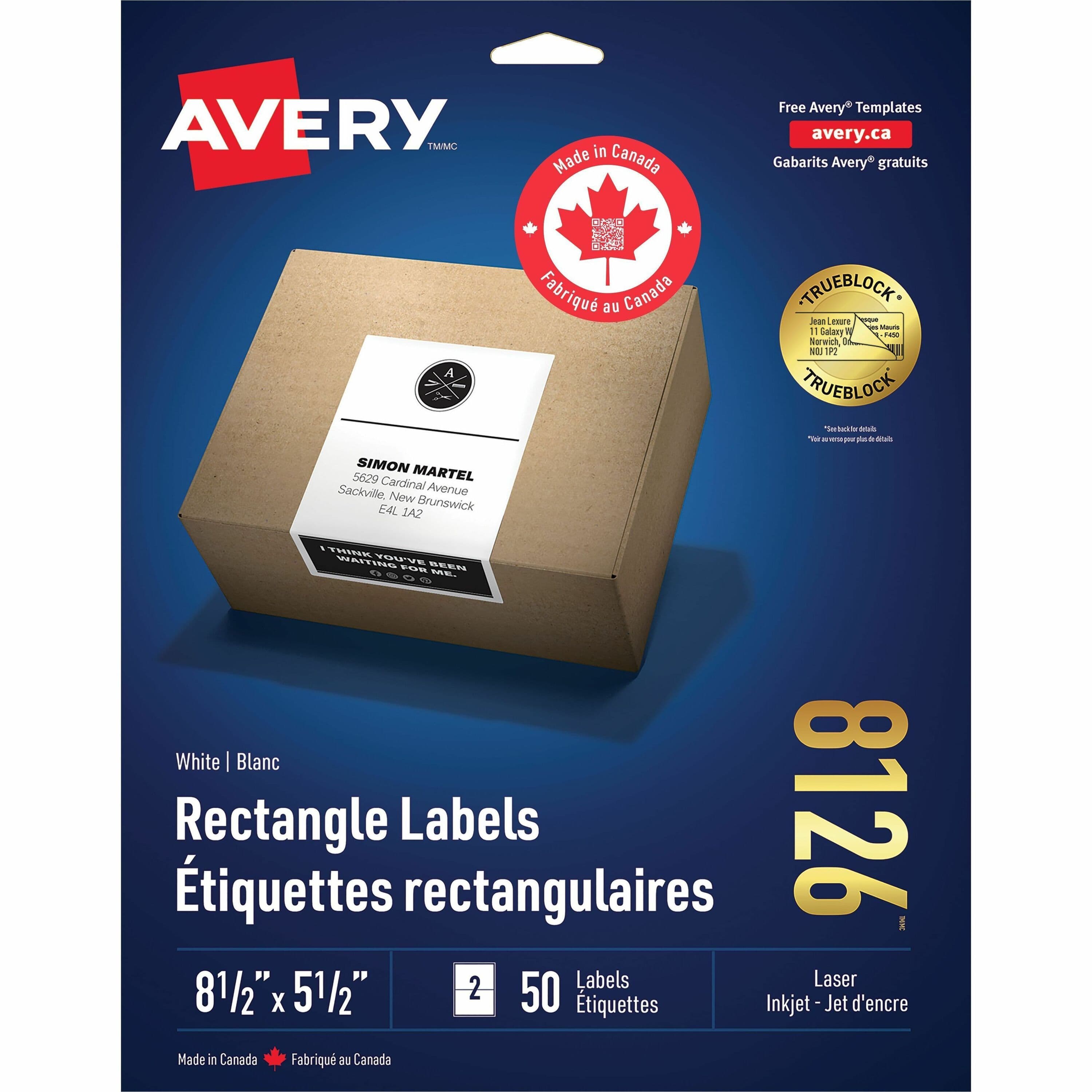 Avery® White Rectangle Labels - 50 / Pack