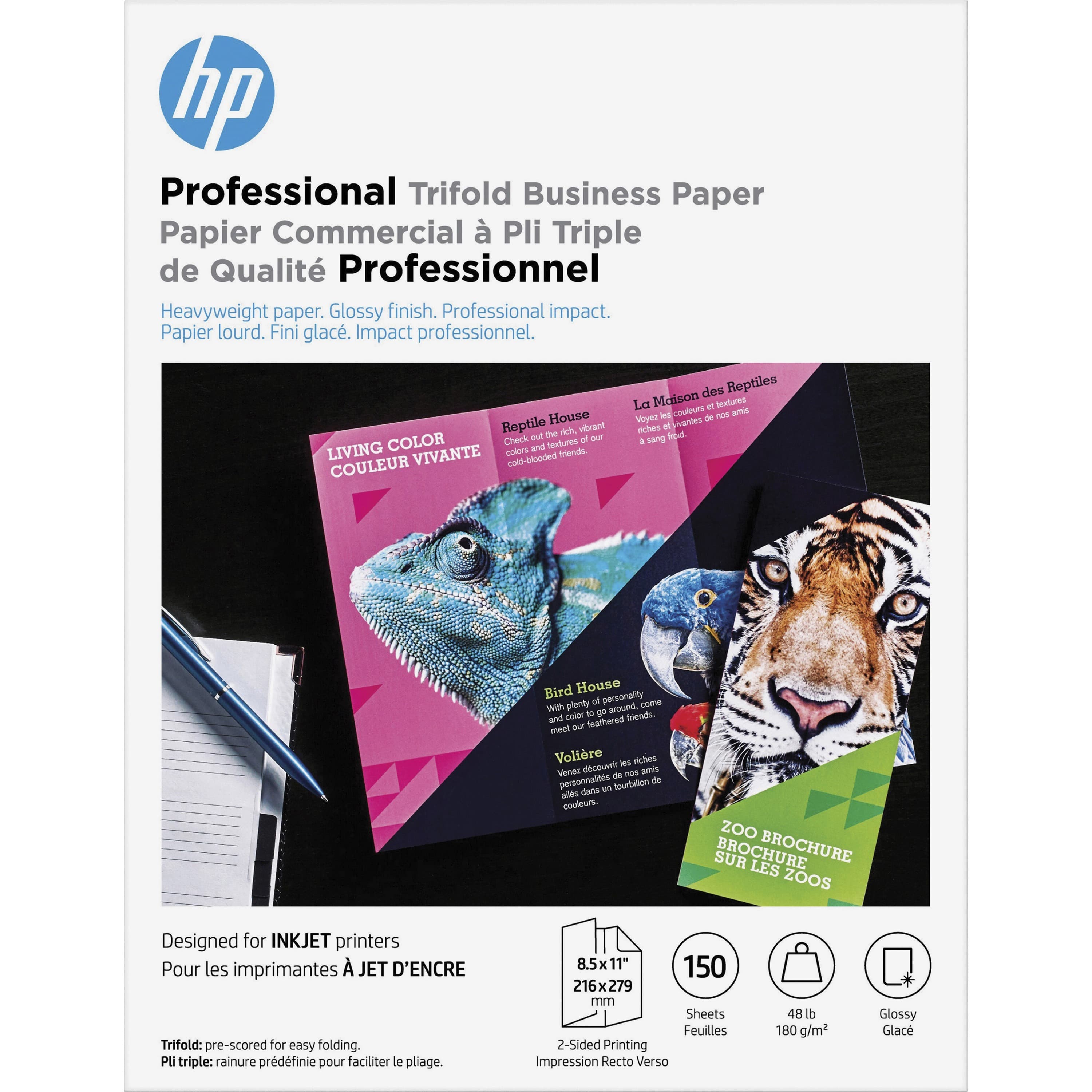 HP Professional Trifold Business Paper - White - 150 / Pack