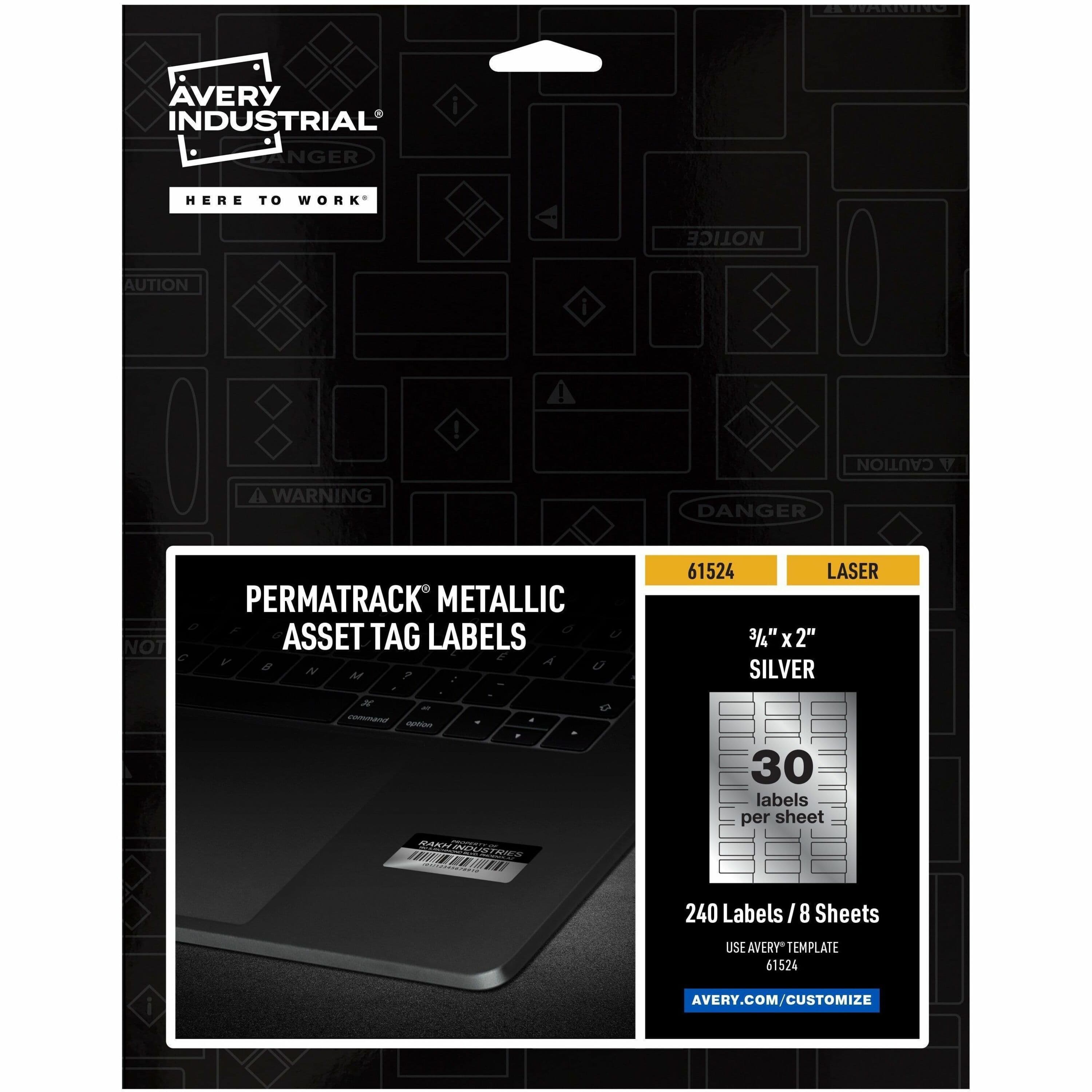 Avery® PermaTrack Metallic Asset Tag Labels, 3/4" x 2" , 240 Asset Tags - 240 / Pack