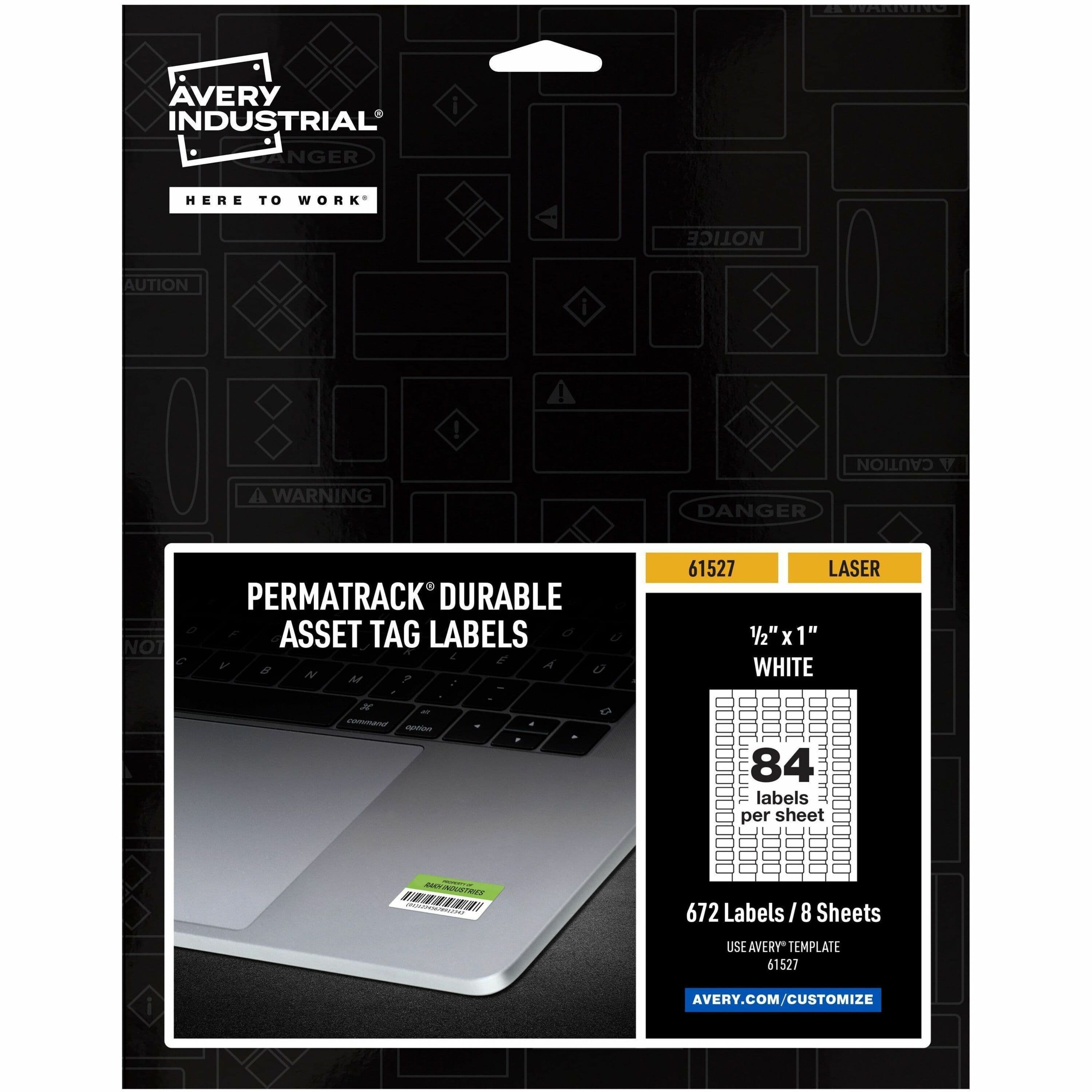 Avery® PermaTrack Durable White Asset Tag Labels, 1/2" x 1" , 672 Asset Tags - 672 / Pack