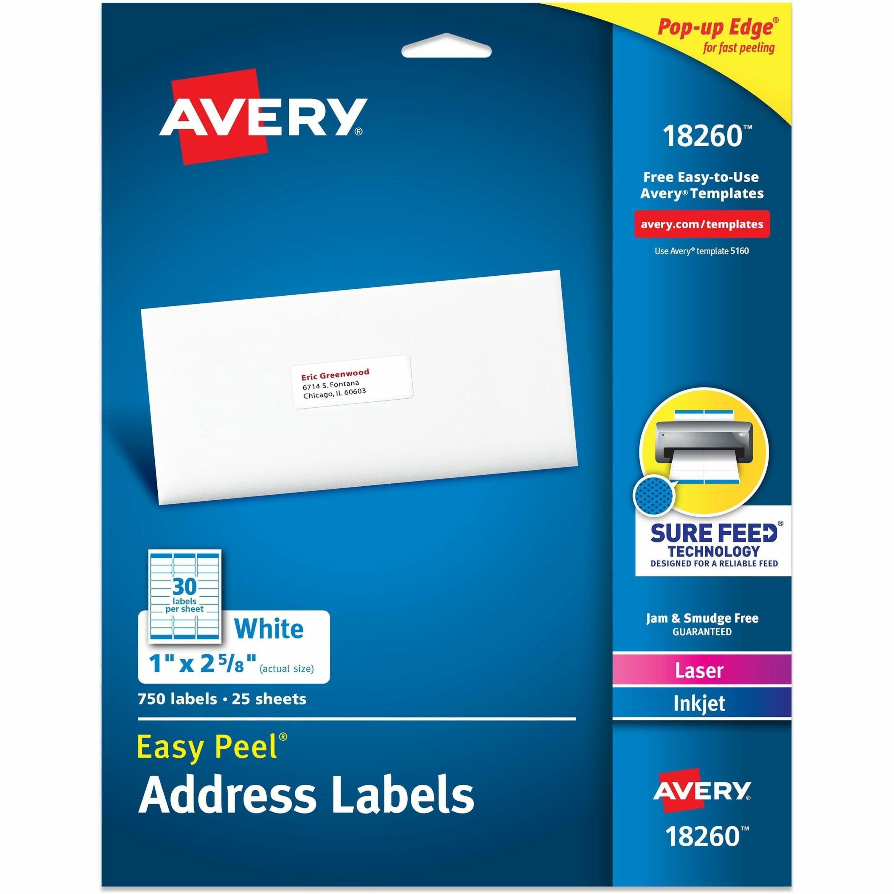 Avery® Easy Peal Sure Feed Address Labels - 5 / Carton