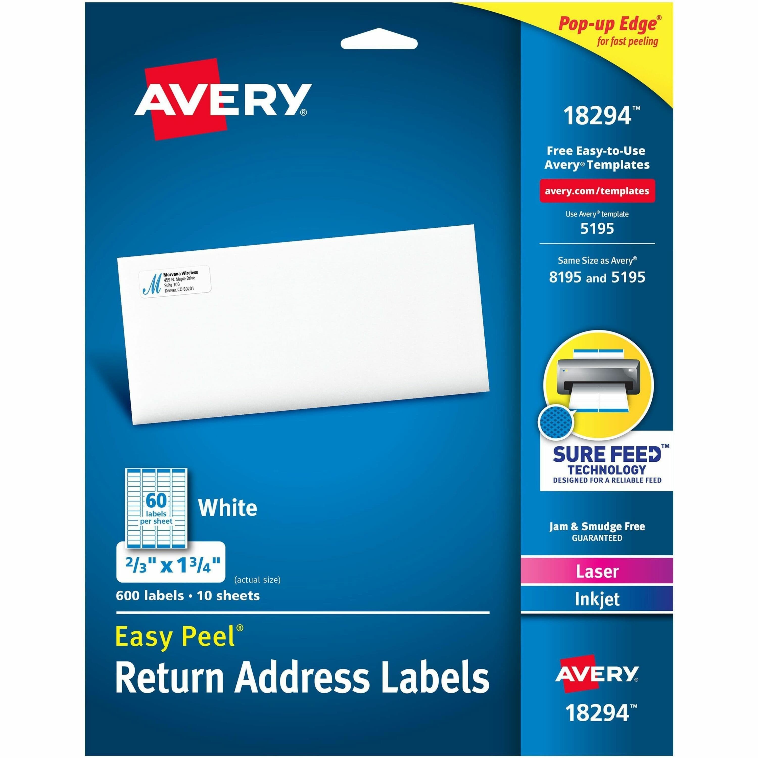 Avery® Easy Peel Address Labels, 2/3" x 1-3/4" , 600 Labels (18294)