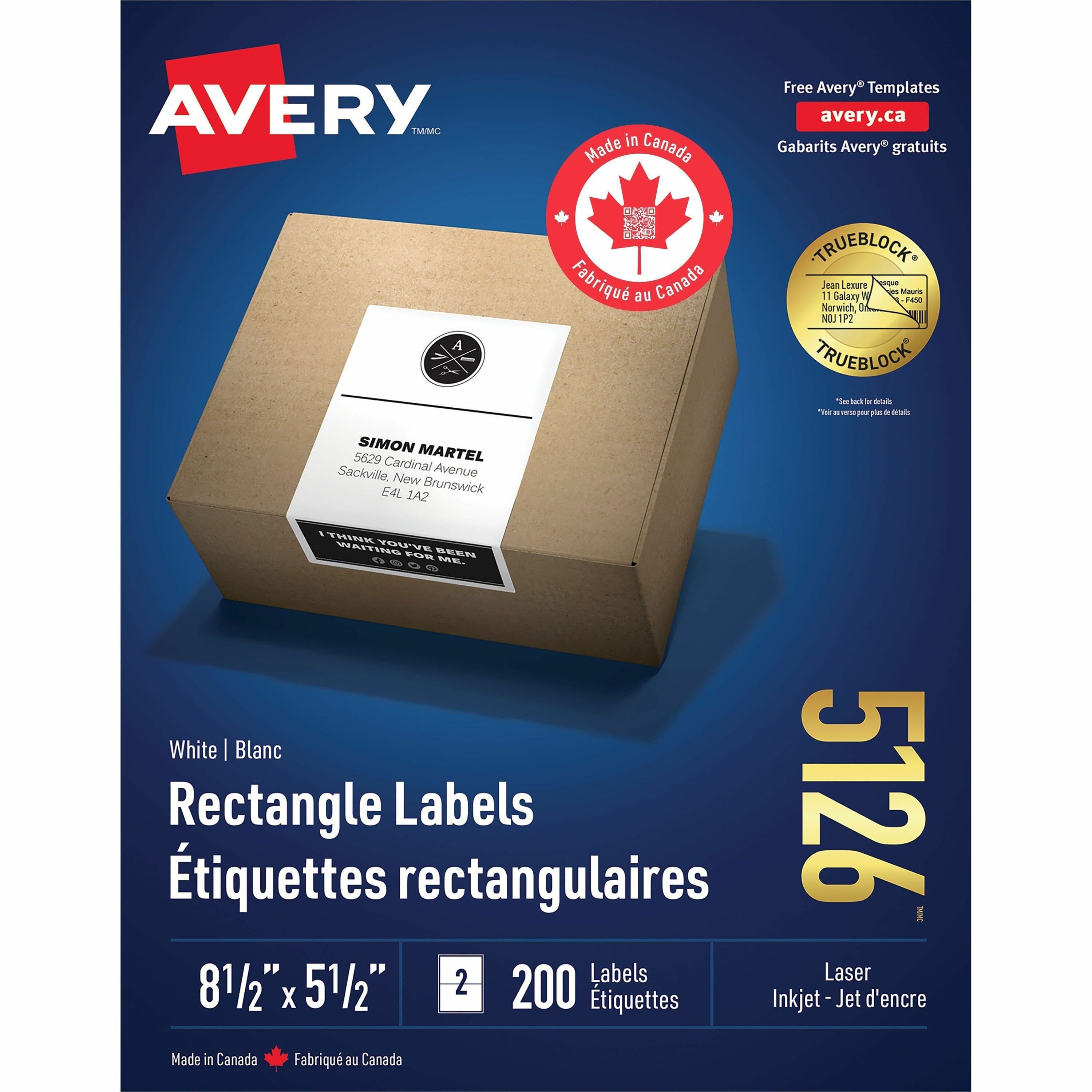 Avery® White Rectangle Labels - 200 / Box