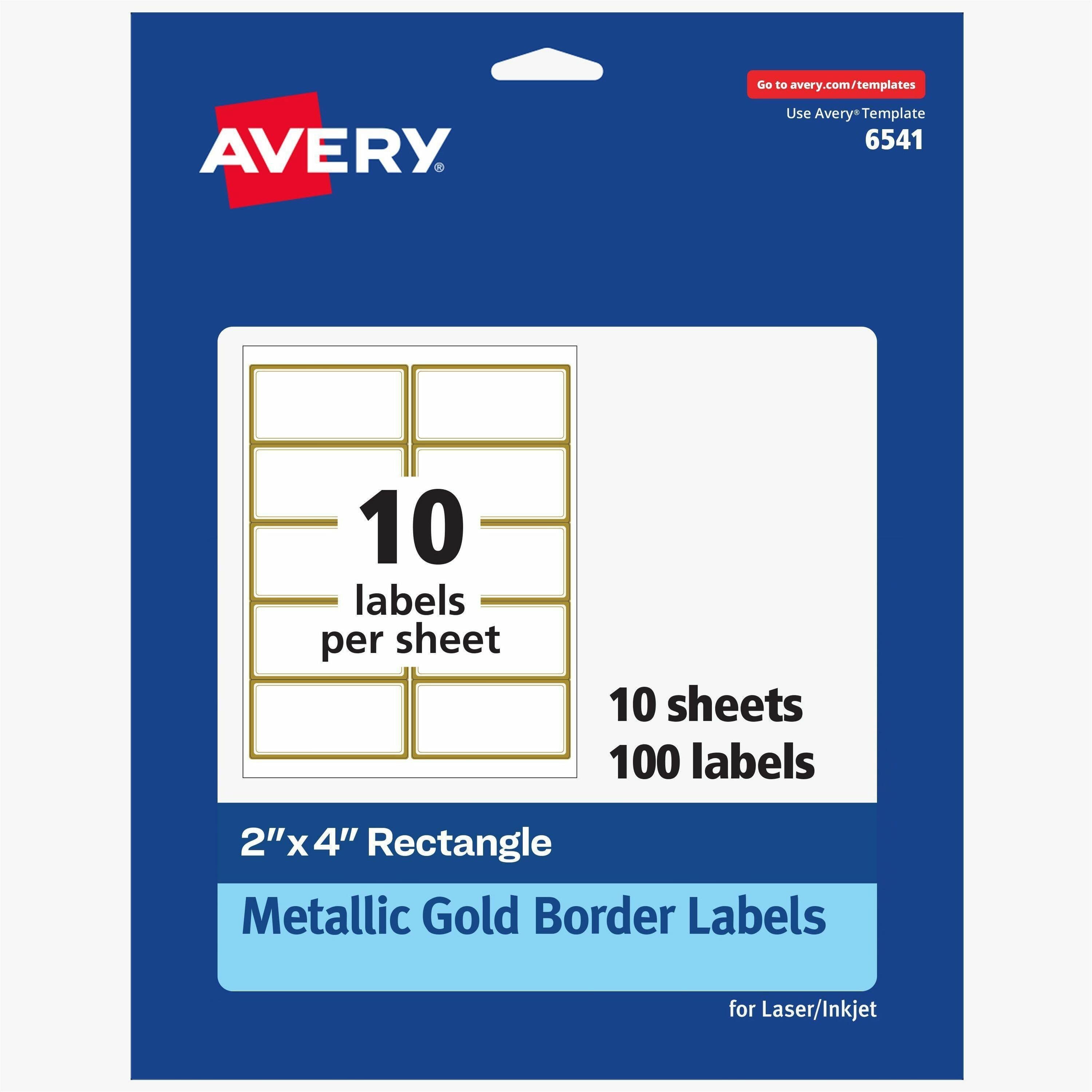 Avery® Labels with Metallic Gold Borders, 2" x 4" , 100 (6541) - 100 / Pack