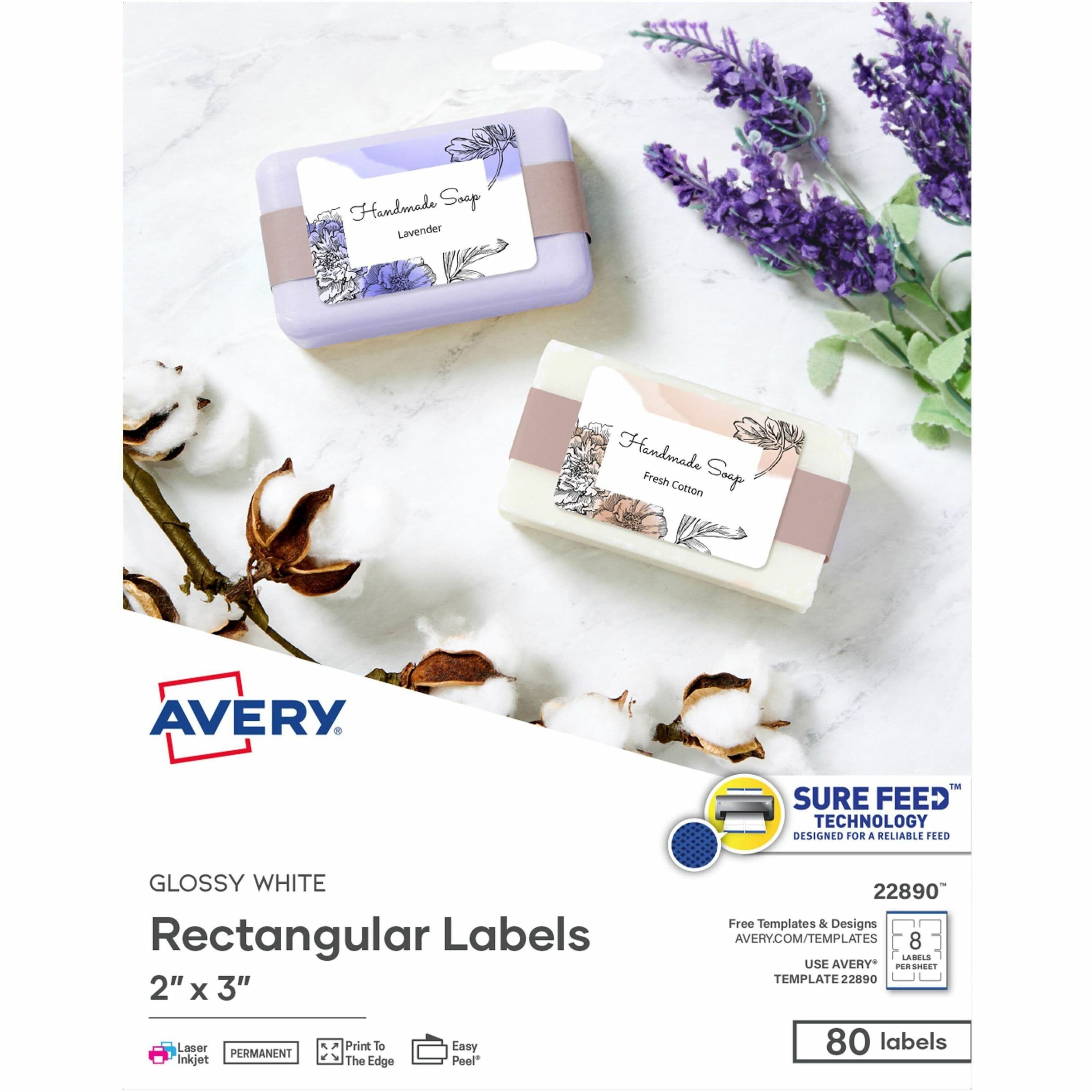 Avery® Glossy White Labels, 2" x 3" , 80 Labels (22890) - 80 / Pack