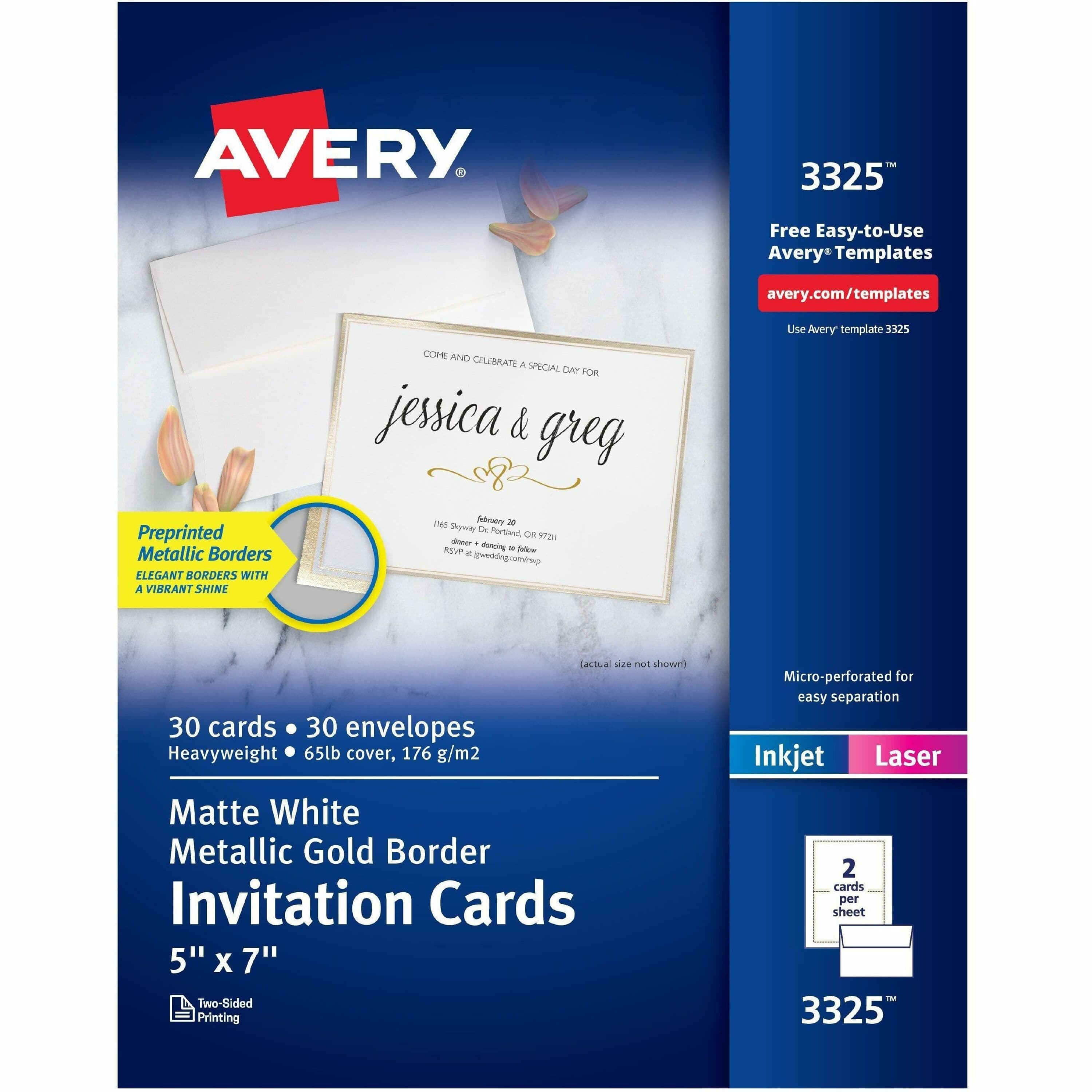 Avery® Invitation Cards with Metallic Gold Borders - 30 / Pack