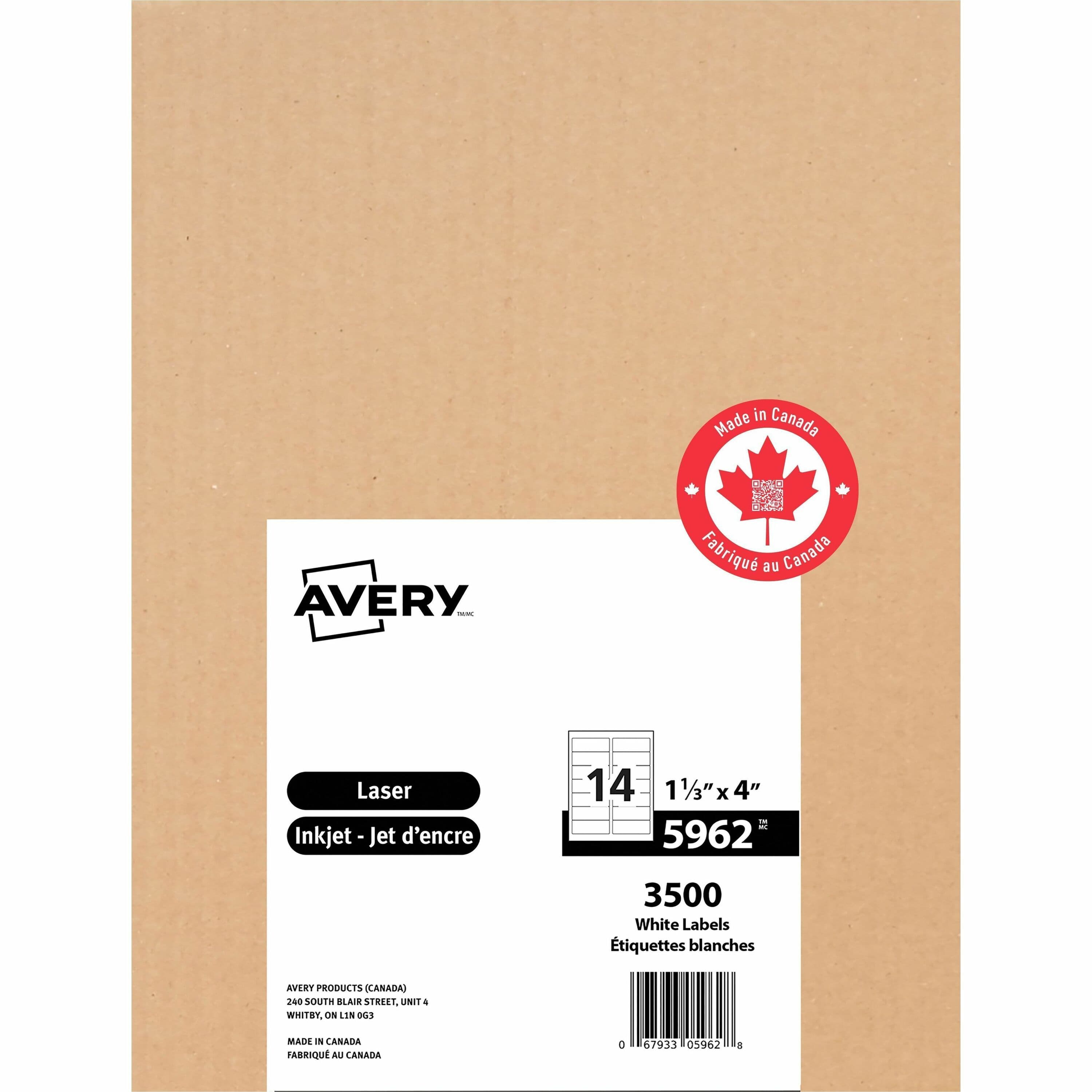 Avery® White Rectangle Labels with Sure Feed Technology - 3500 / Box