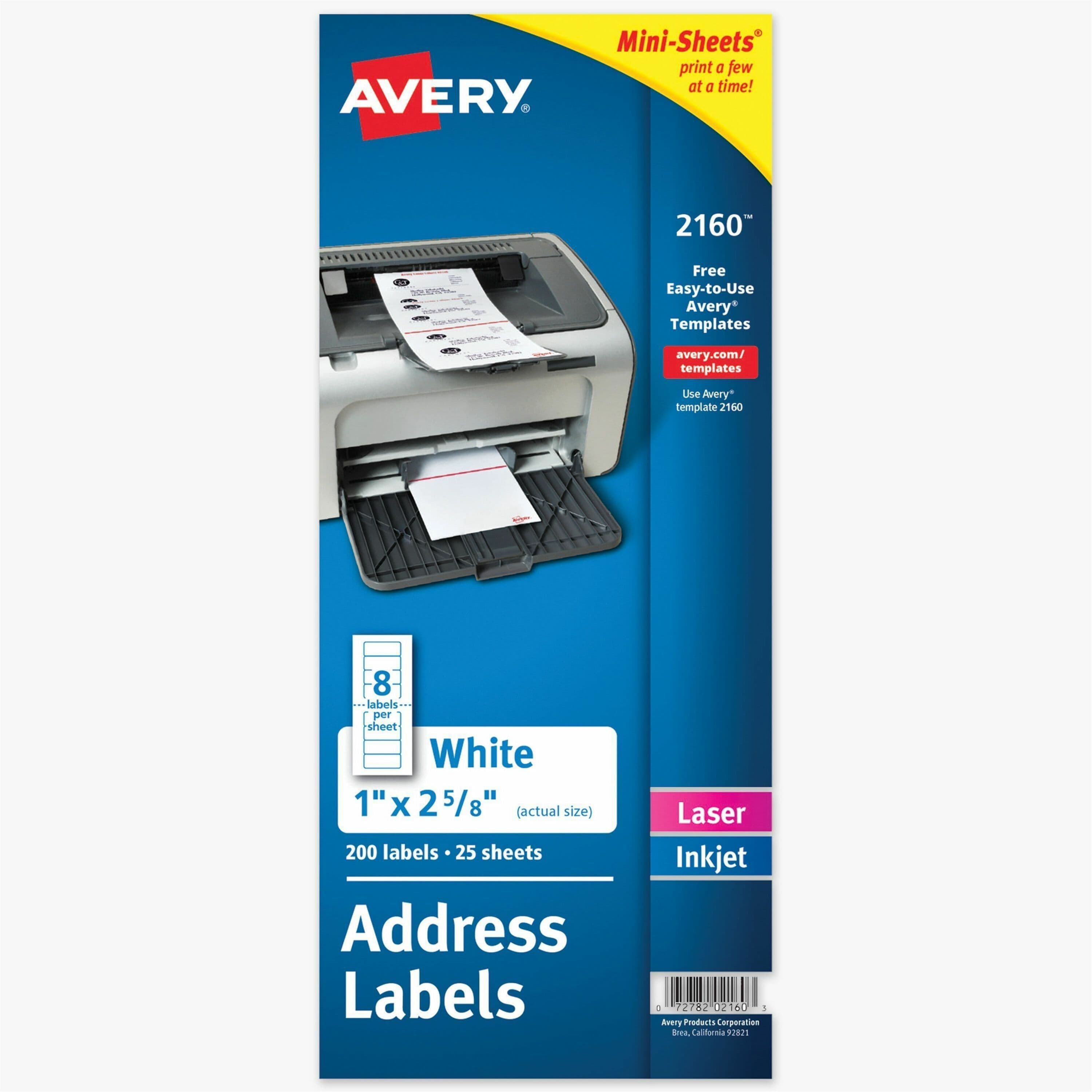 Avery Mini-Sheets(R) Address Labels, 1" x 2-5/8" , 200 Labels (2160) - 200 / Pack