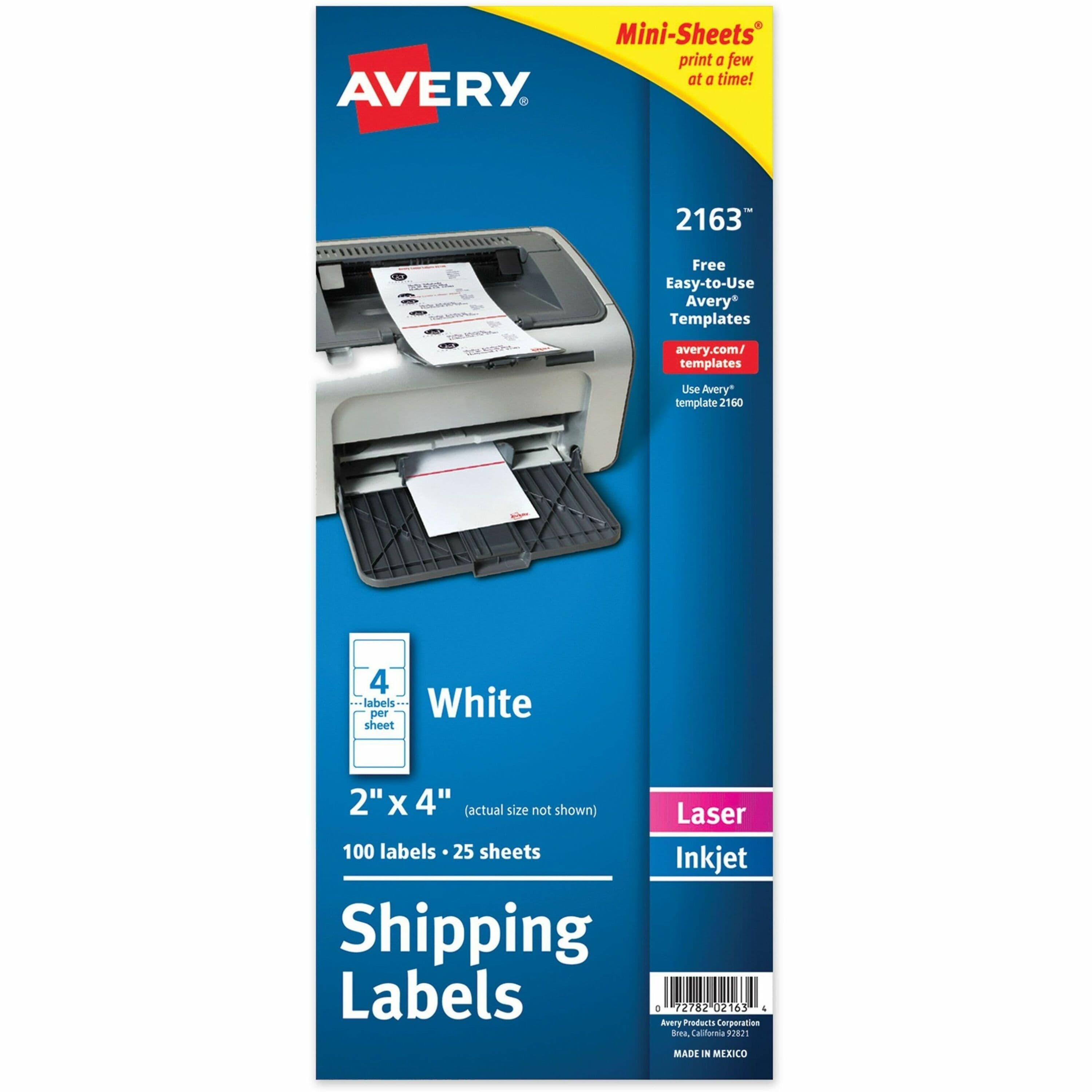 Avery Mini-Sheets(R) Shipping Labels, 2" x 4" , 100 Labels (2163) - 100 / Pack