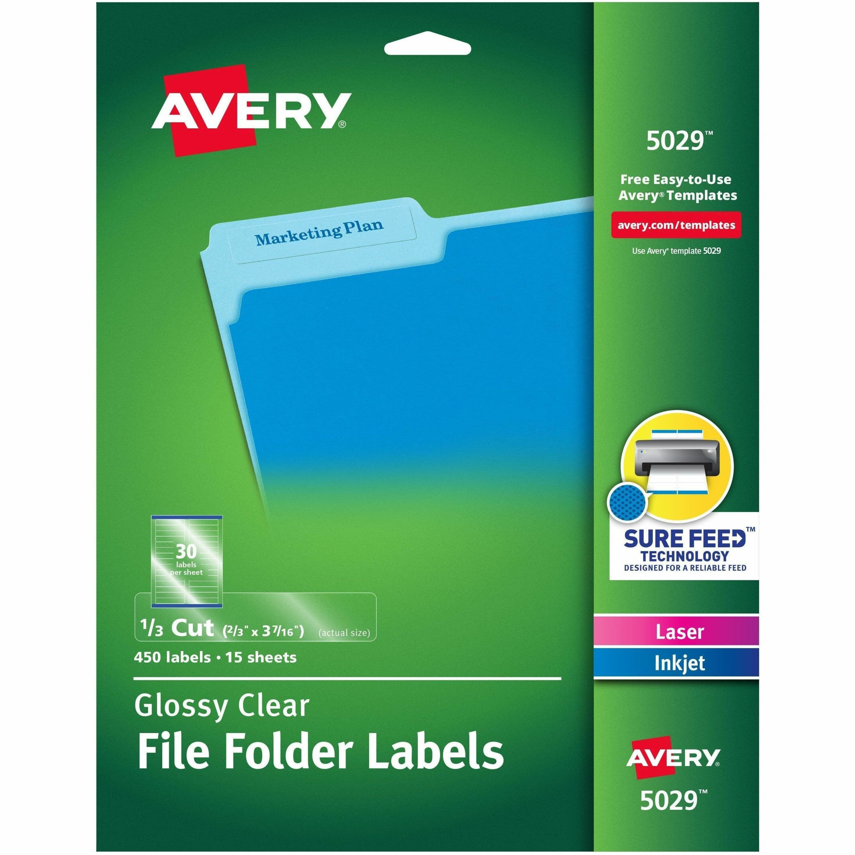 Avery® Clear Top Tab Filing Labels - 450 / Pack