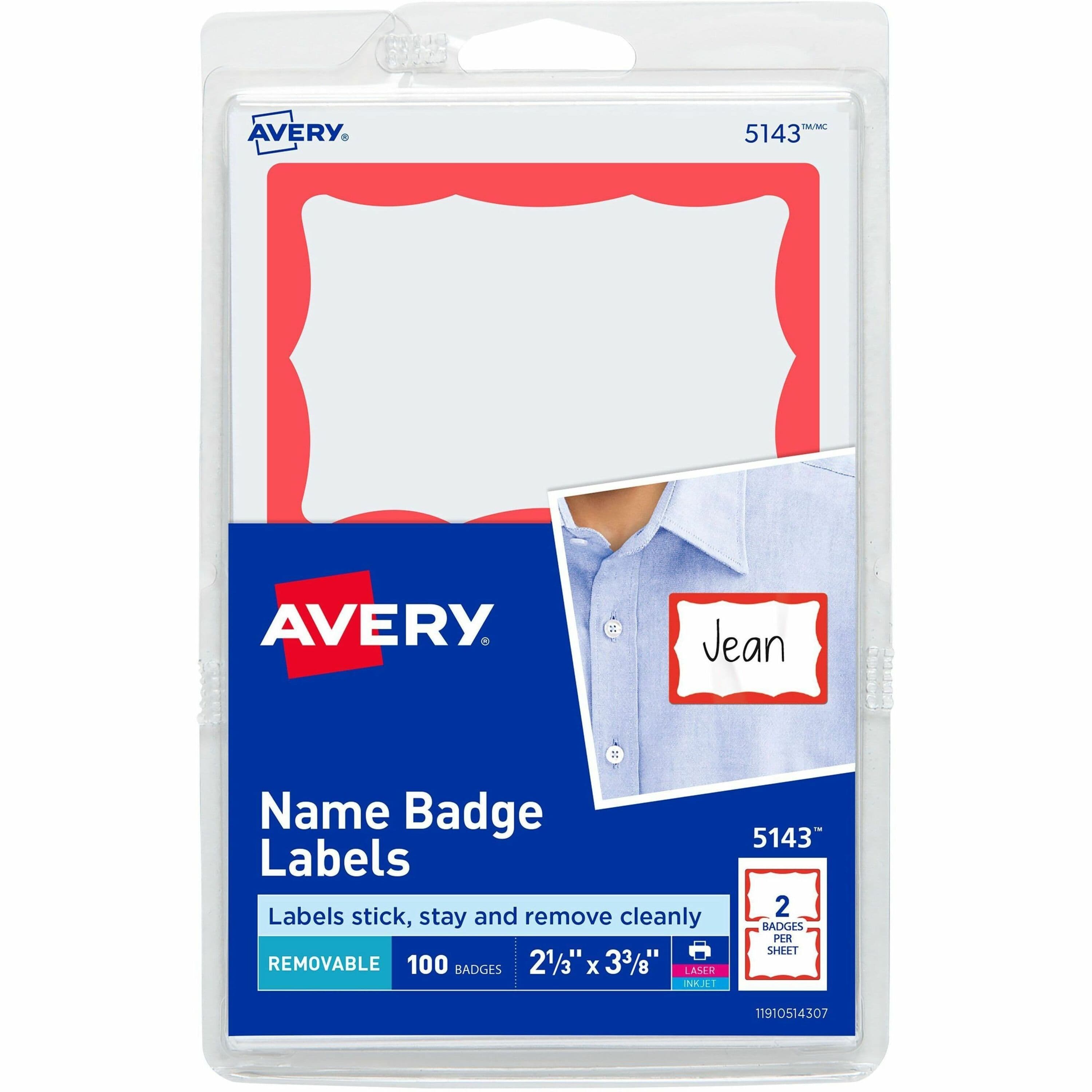 Avery® Border Print or Write Name Tags - 100 / Pack
