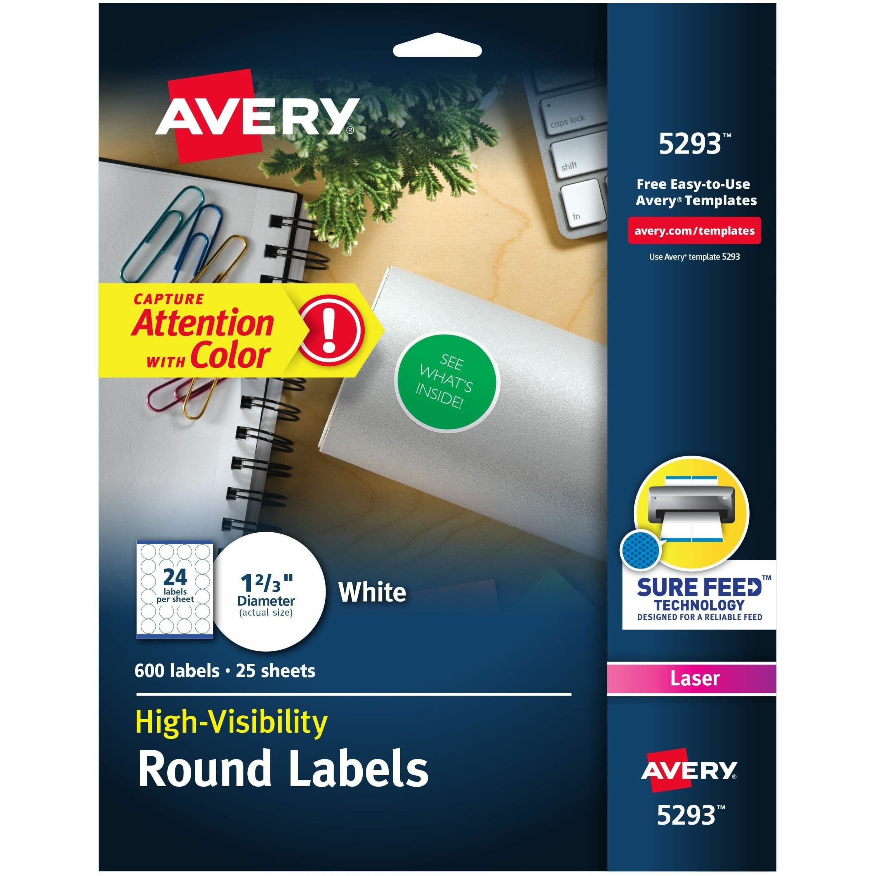 Avery® Round High Visibility Labels - 600 / Pack