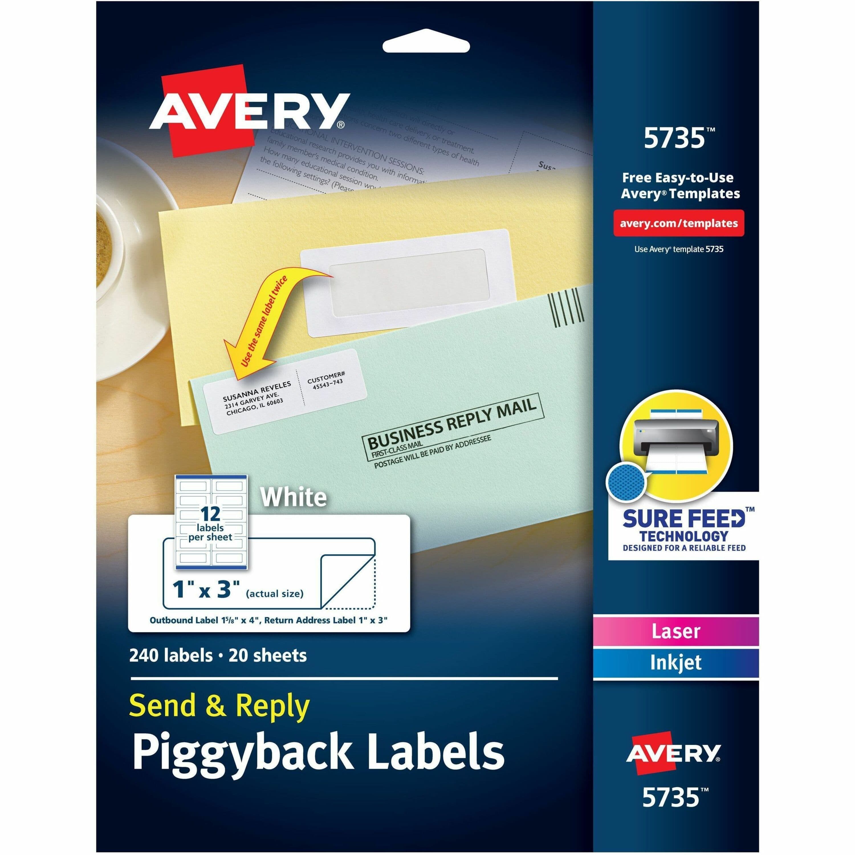 Avery® Send & Reply Piggyback Labels - 240 / Pack