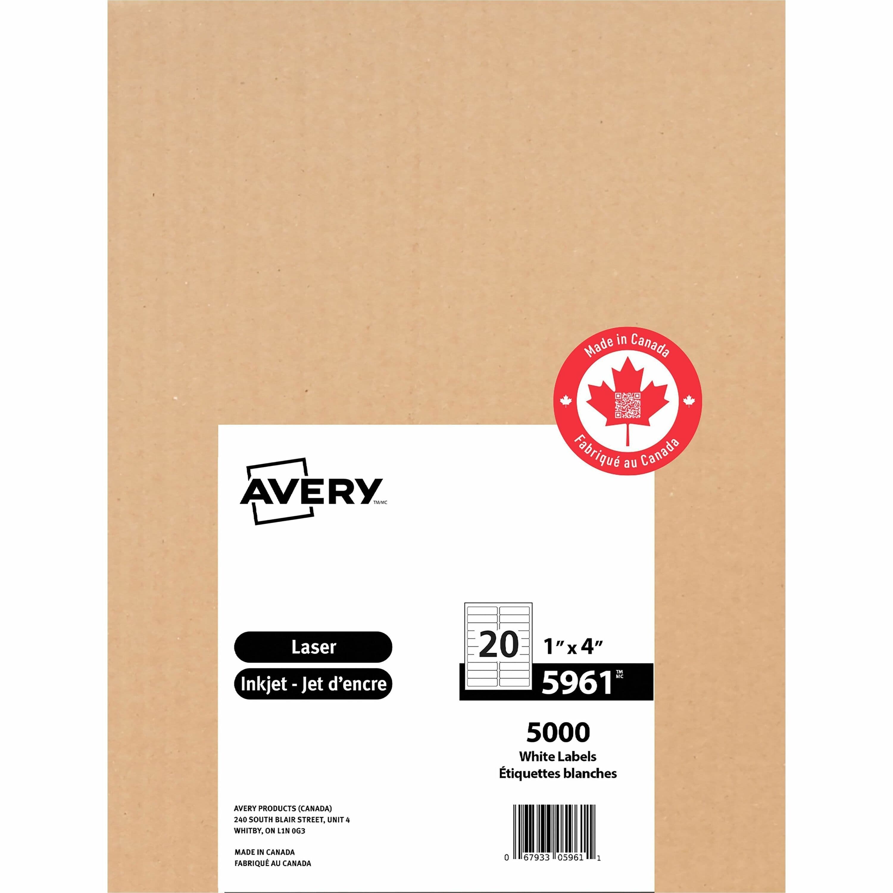 Avery® White Rectangle Labels with Sure Feed Technology - 5000 / Box
