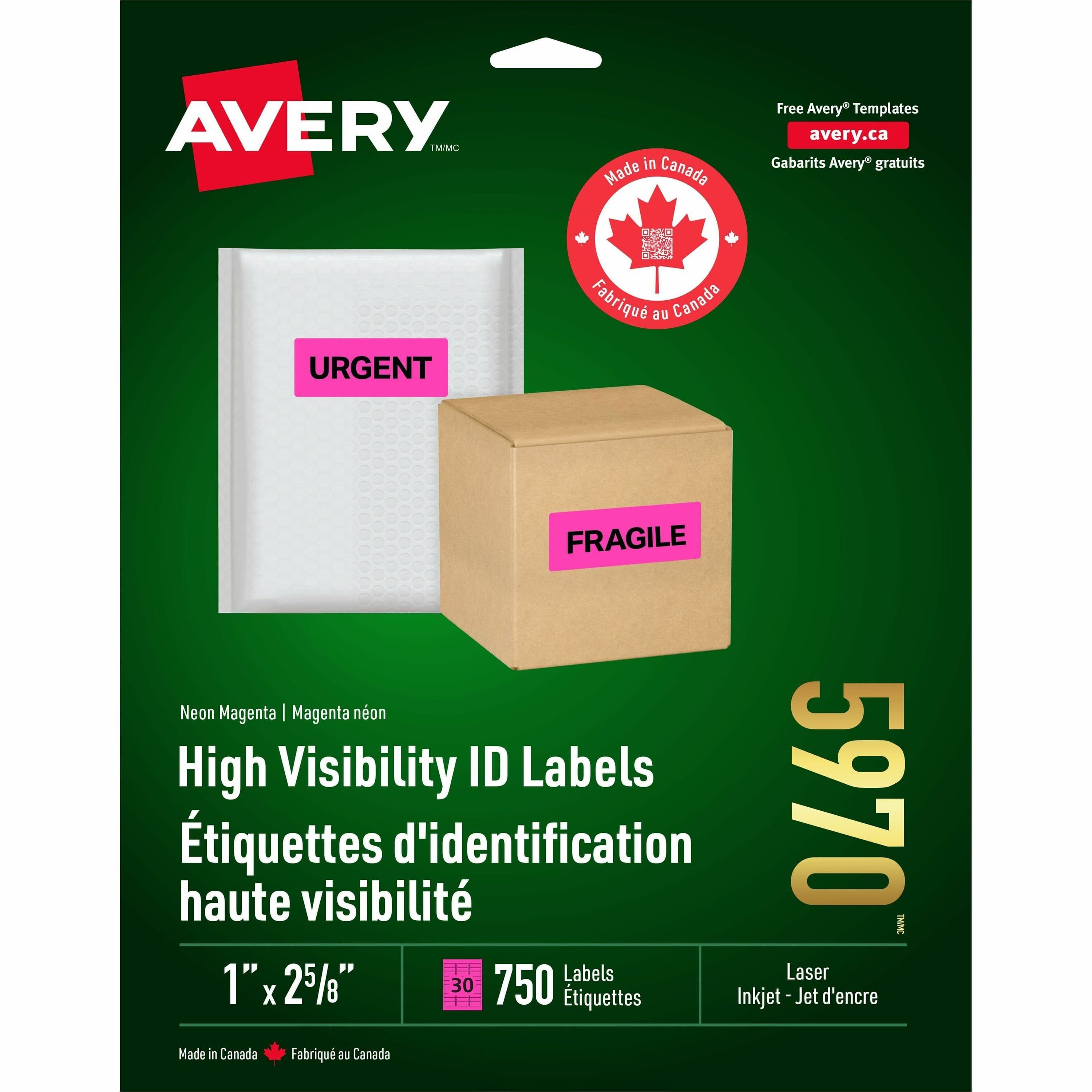 Avery® High Visibility Neon ID Labels - 750 / Pack
