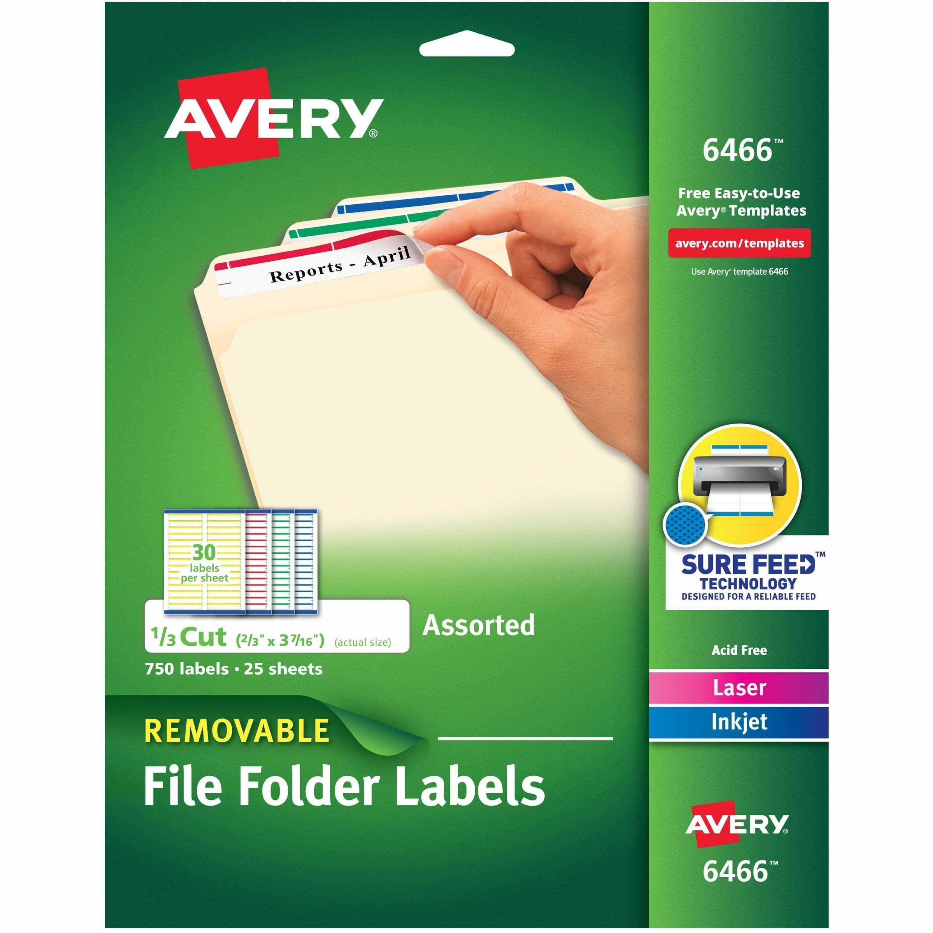 Avery® Removable Laser/Inkjet Filing Labels - 750 / Pack