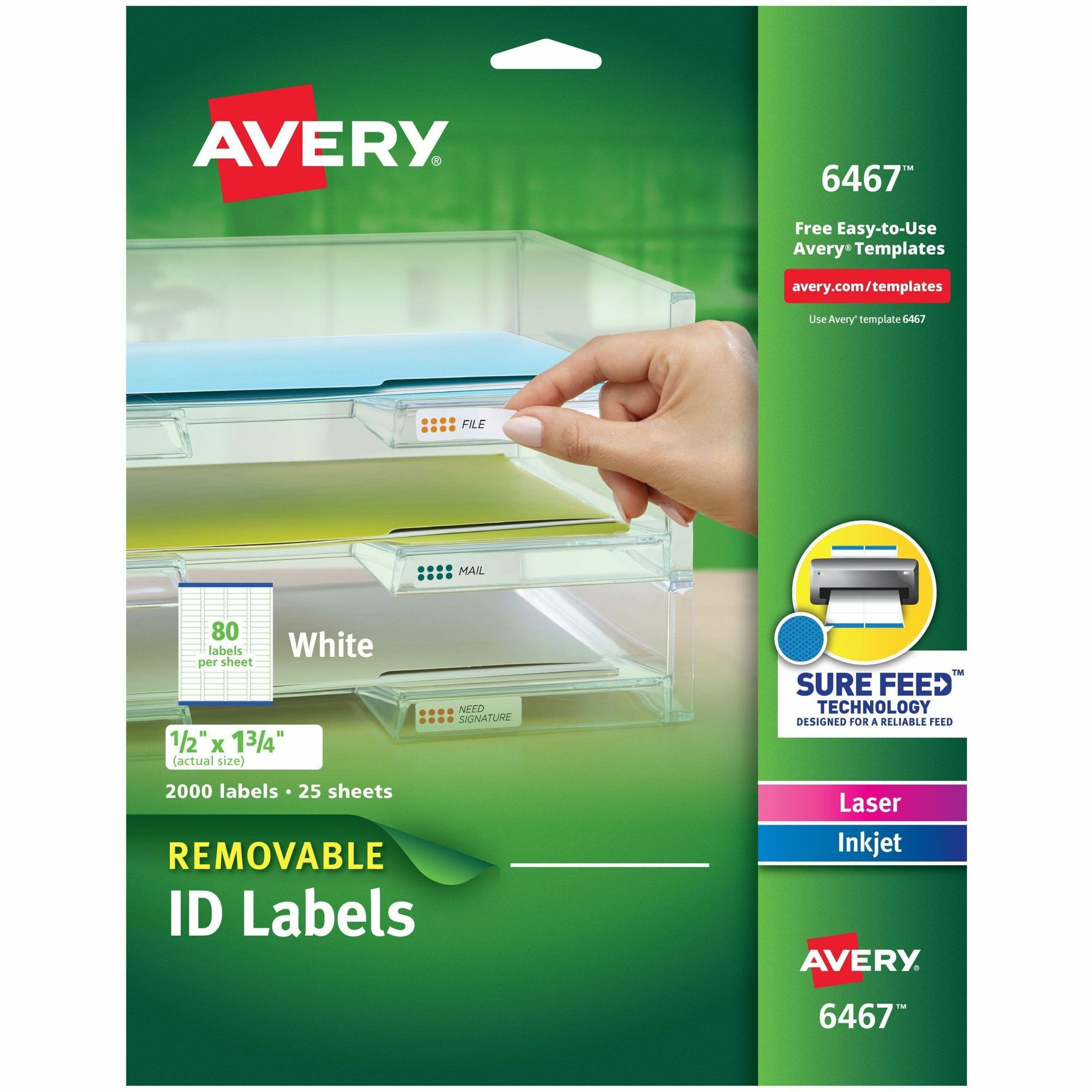 Avery® Removable I.D. Laser/Inkjet Labels - 2000 / Pack