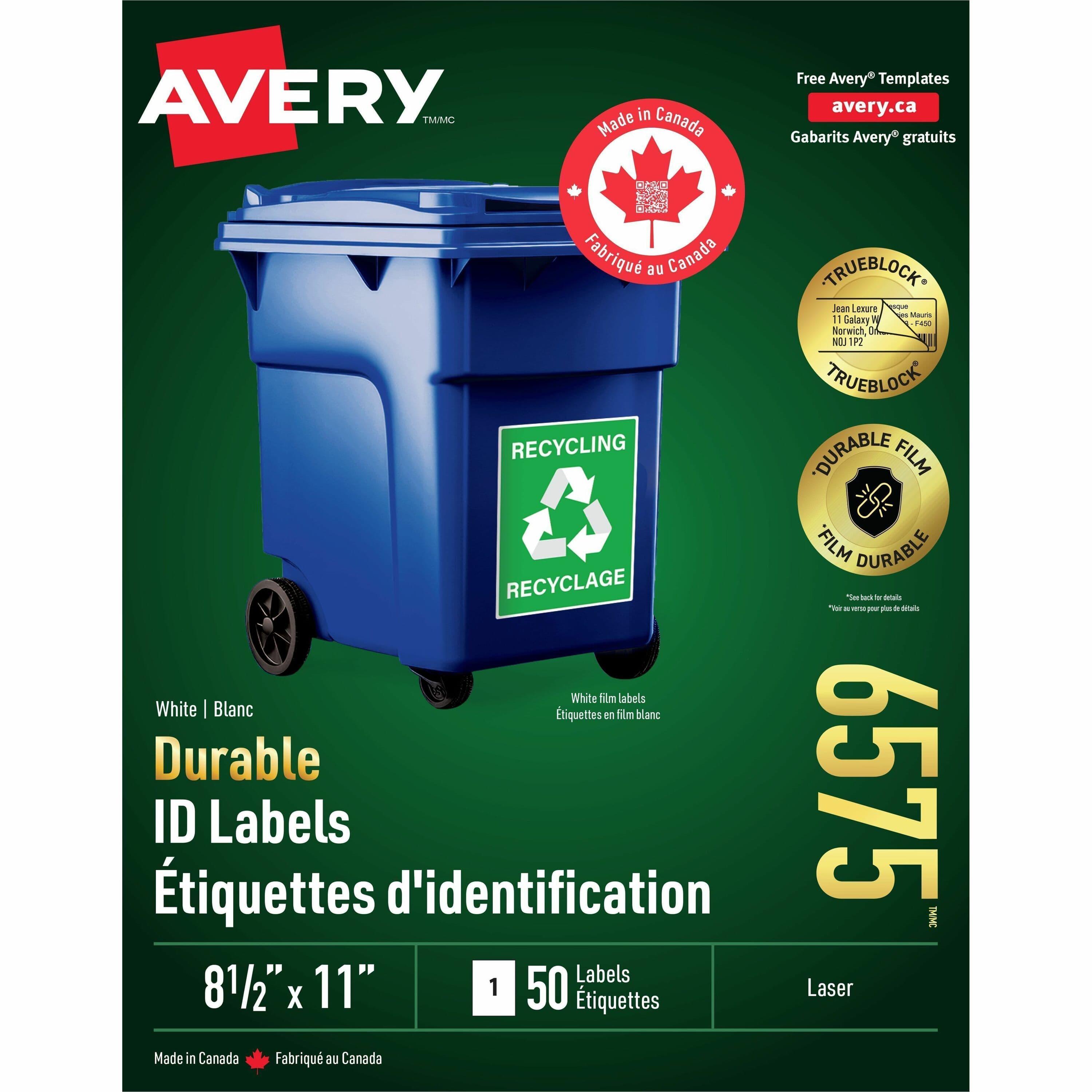 Avery® Durable ID Labels - 50 / Pack