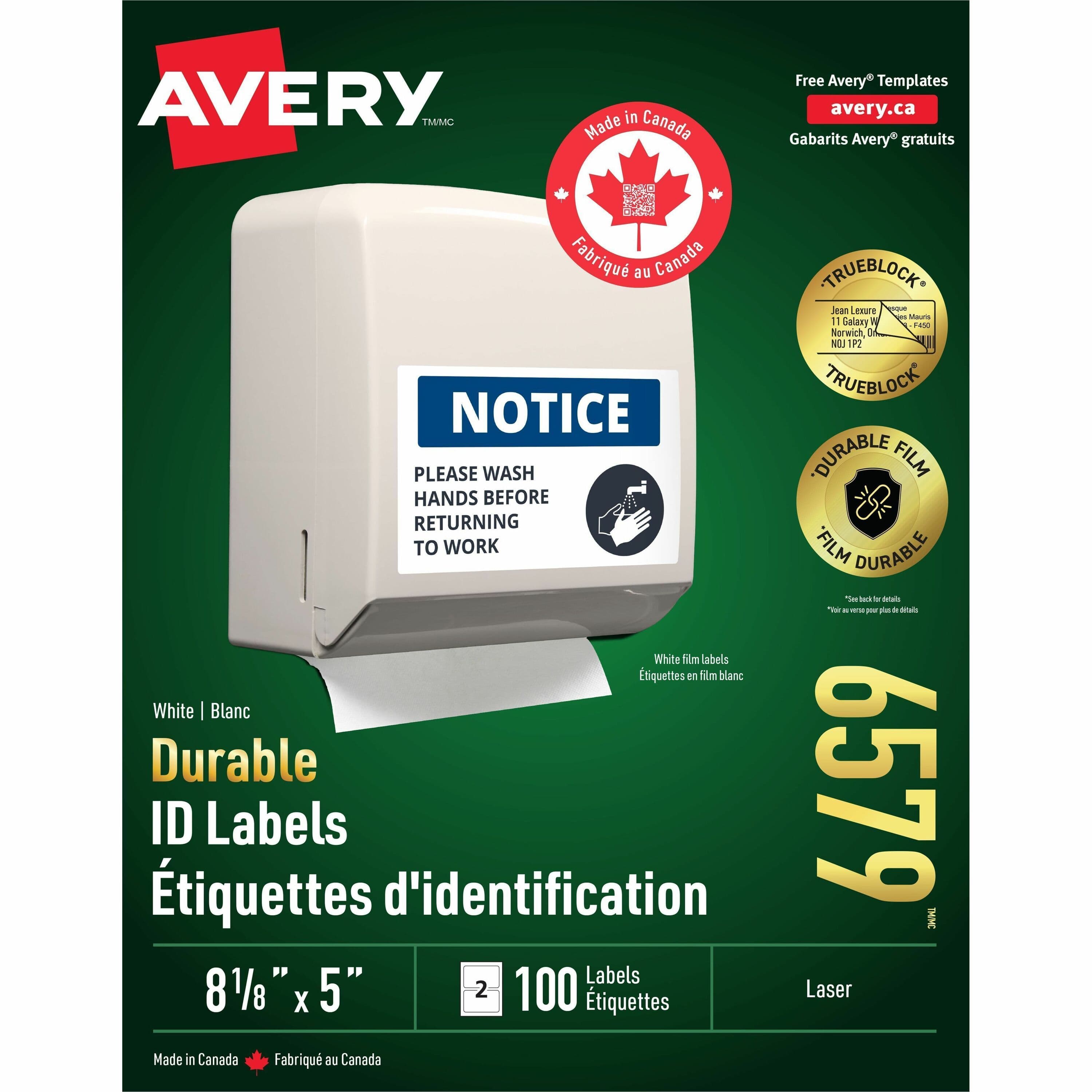 Avery® Durable ID Labels - 100 / Pack