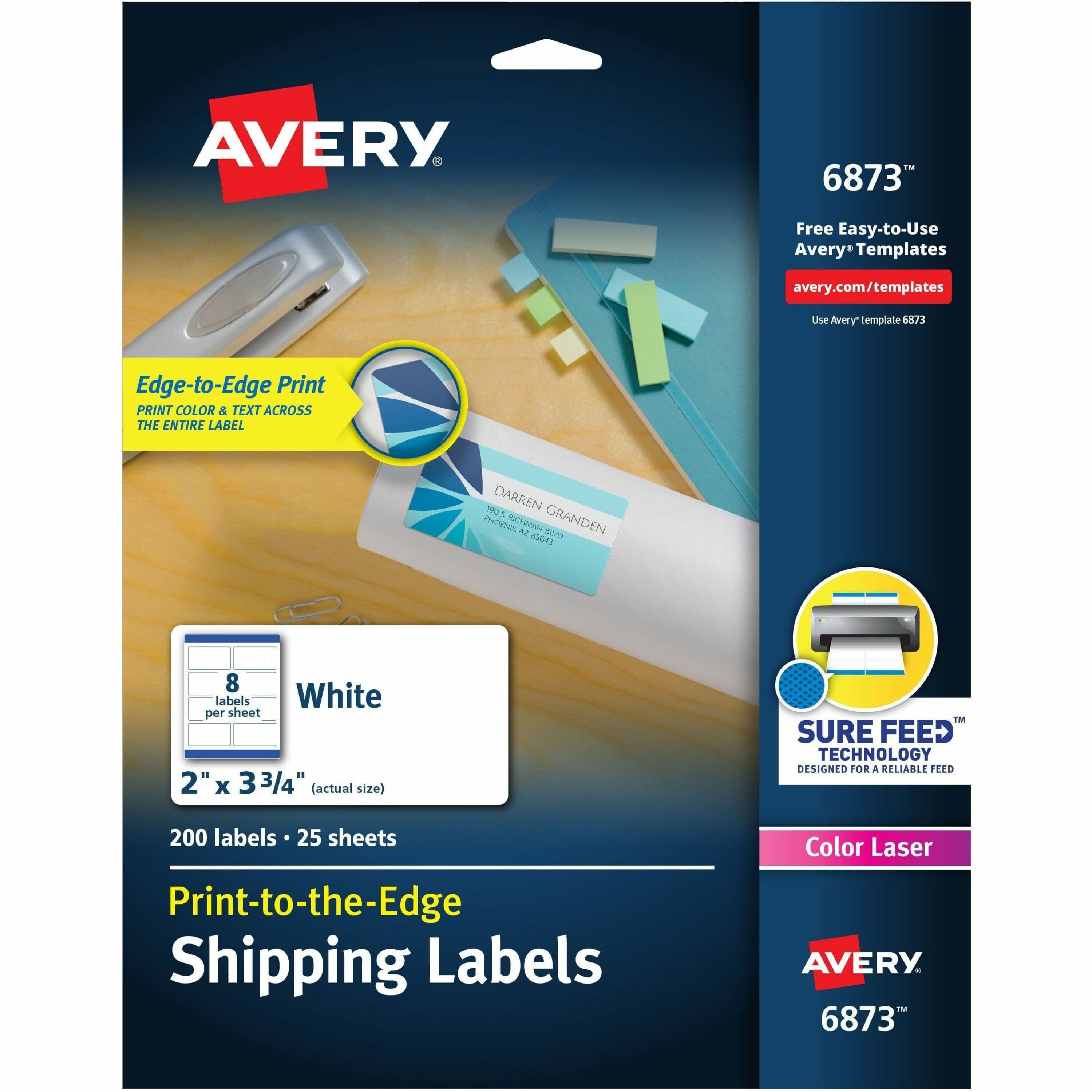 Avery® Shipping Labels, Sure Feed, 2" x 3-3/4" , 200 Labels (6873) - 200 / Pack