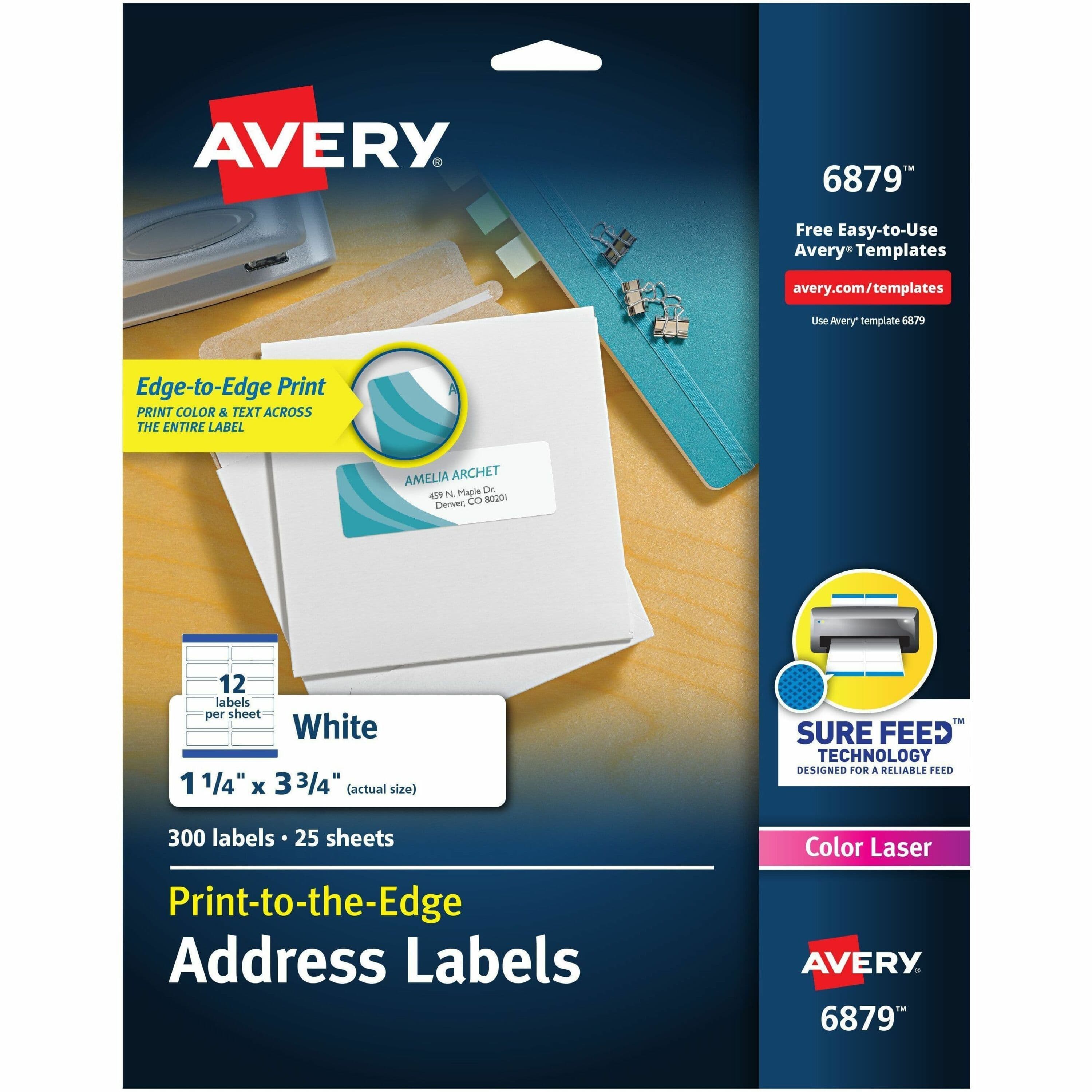 Avery® Print to the Edge Shipping Label 1-1/4"x3-3/4" 300 Labels (6879) - 300 / Pack