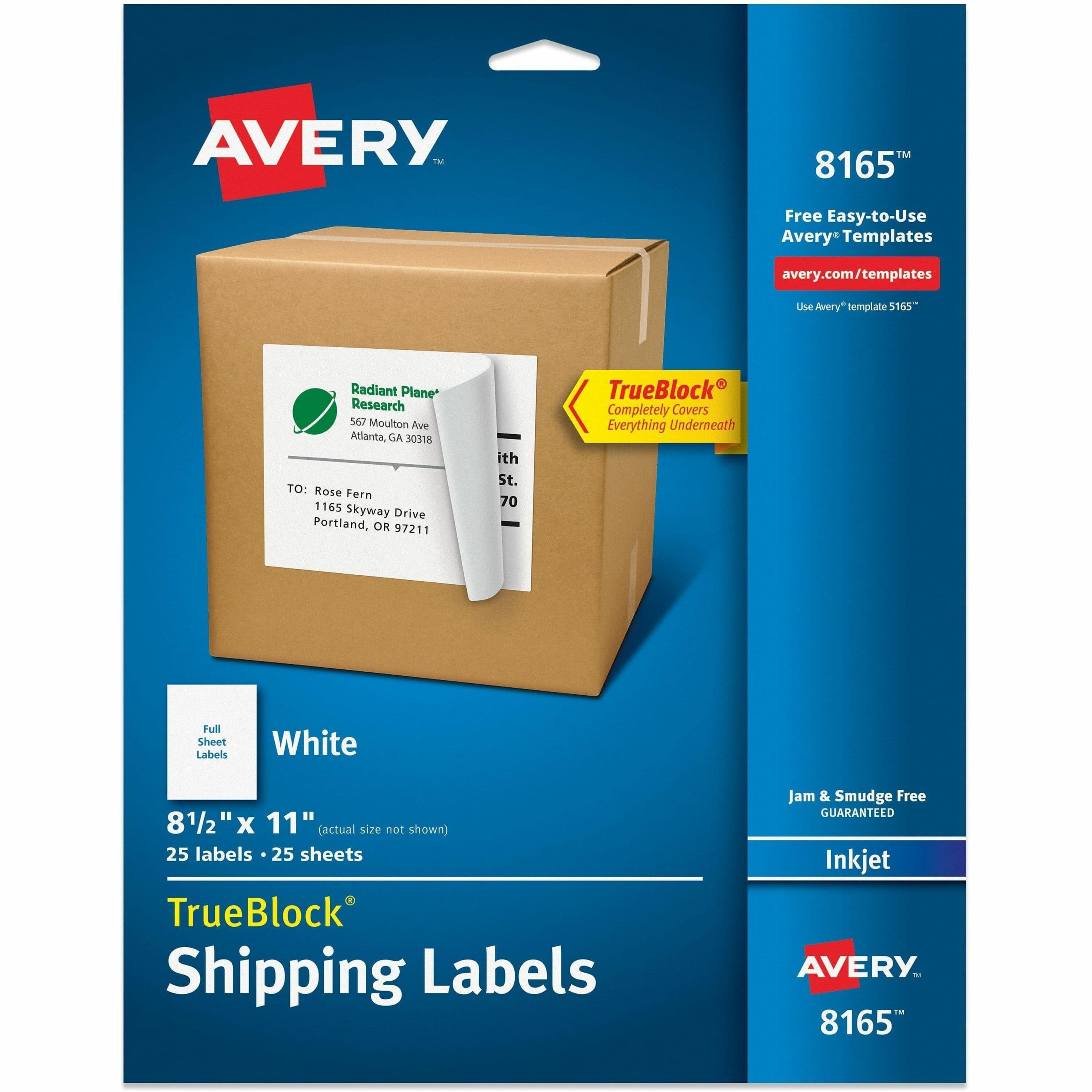 Avery® TrueBlock Shipping Labels, 8-1/2" x 11" , 25 Labels (8165) - 25 / Pack