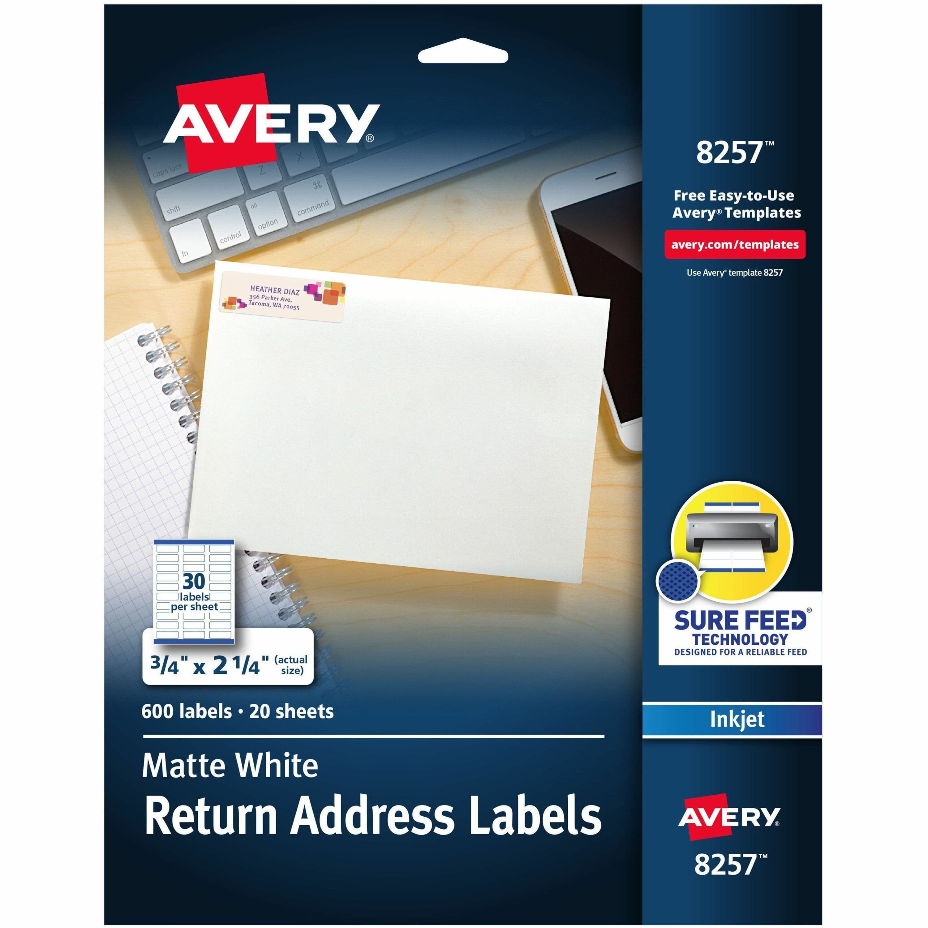 Avery® Sure Feed® White Return Address Labels - 600 / Pack