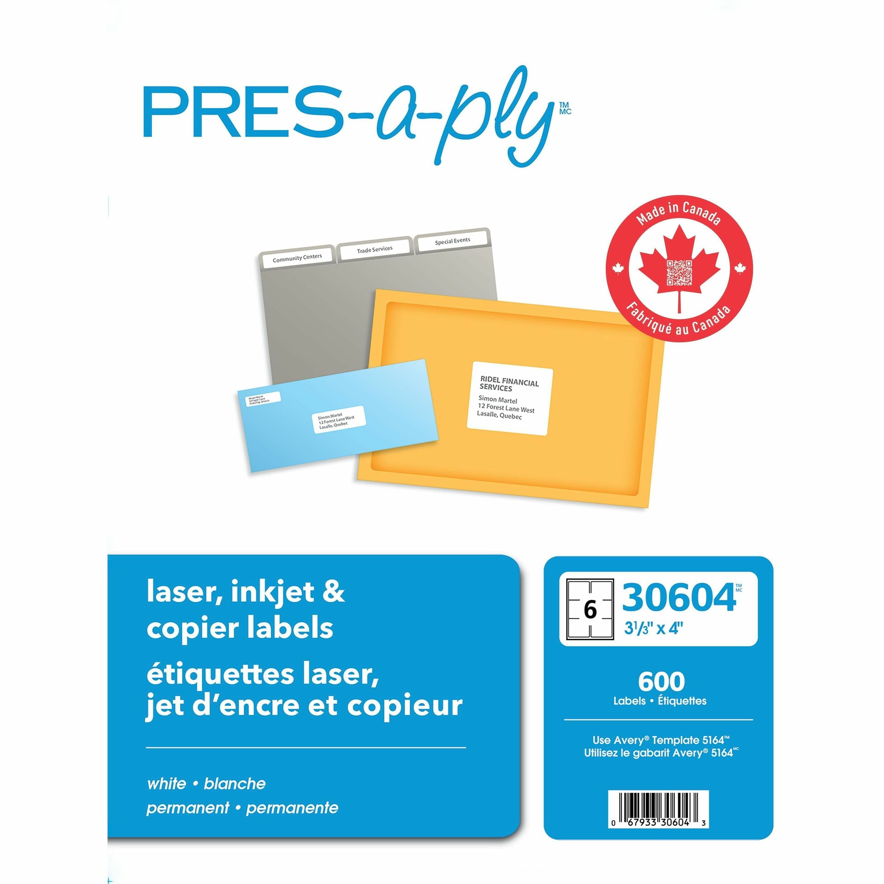 PRES-a-ply PRES-a-ply Shipping Labels - 600 / Box