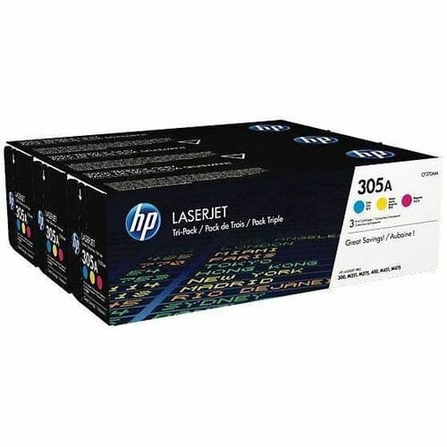 HP 305A Original Laser Toner Cartridge - Tri-pack - Cyan, Magenta, Yellow - 1 Carton