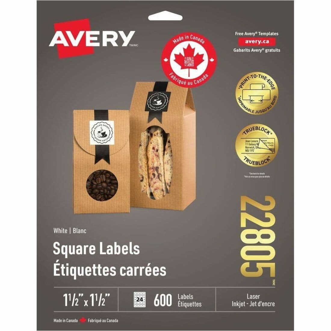 Avery Matte White Square Labels - 600 / Pack