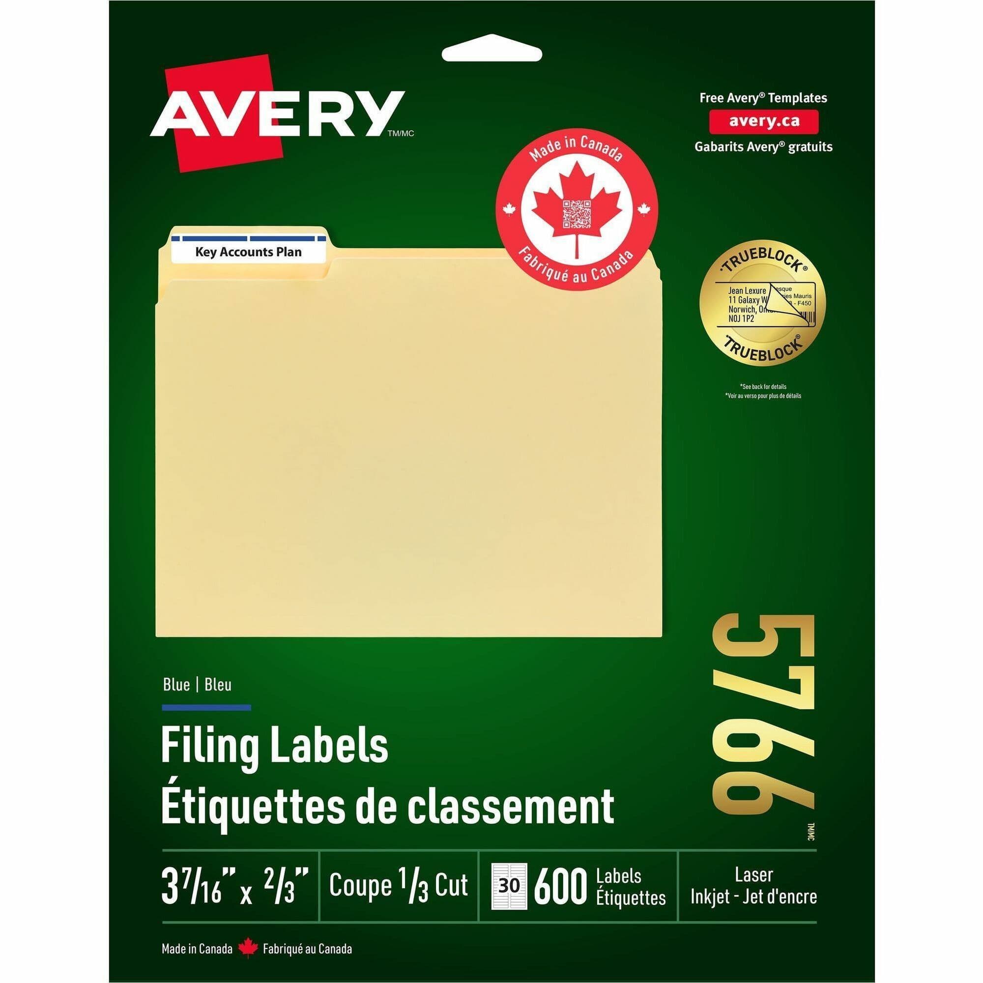 Avery® Blue Filing Labels - 1500 / Box