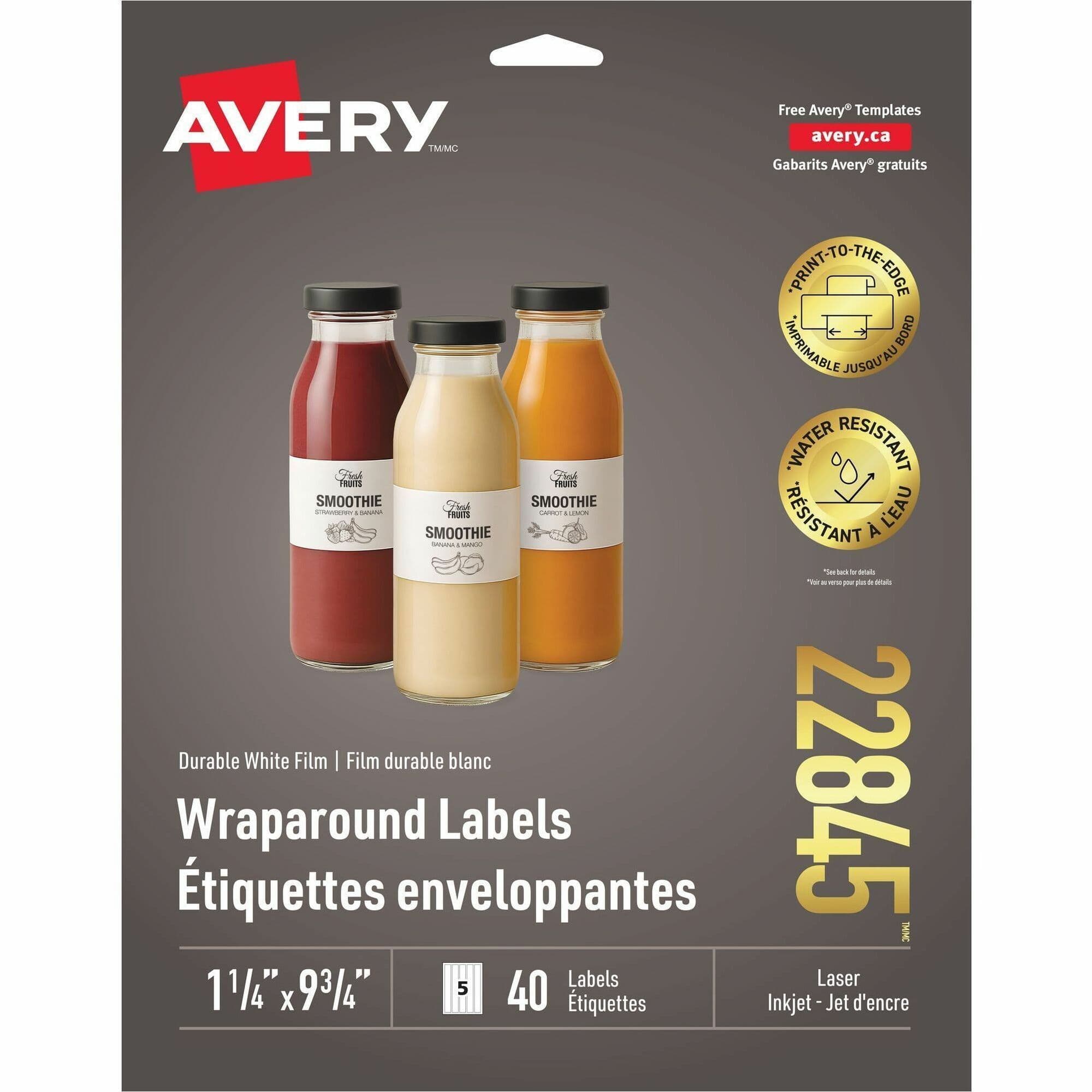 Avery Durable White Wraparound Labels - 40 / Pack