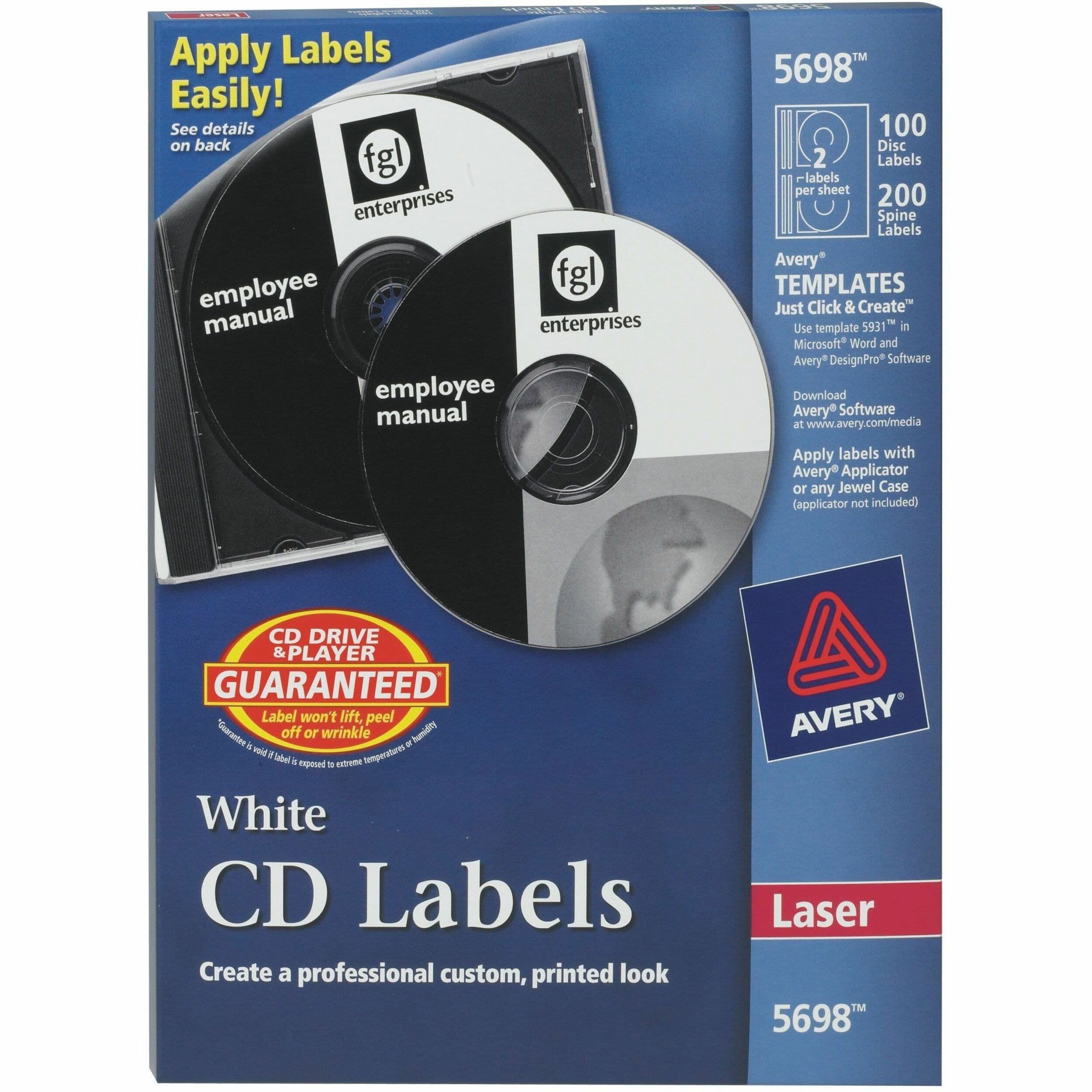 Avery® Optical Disc Label - 100 / Pack