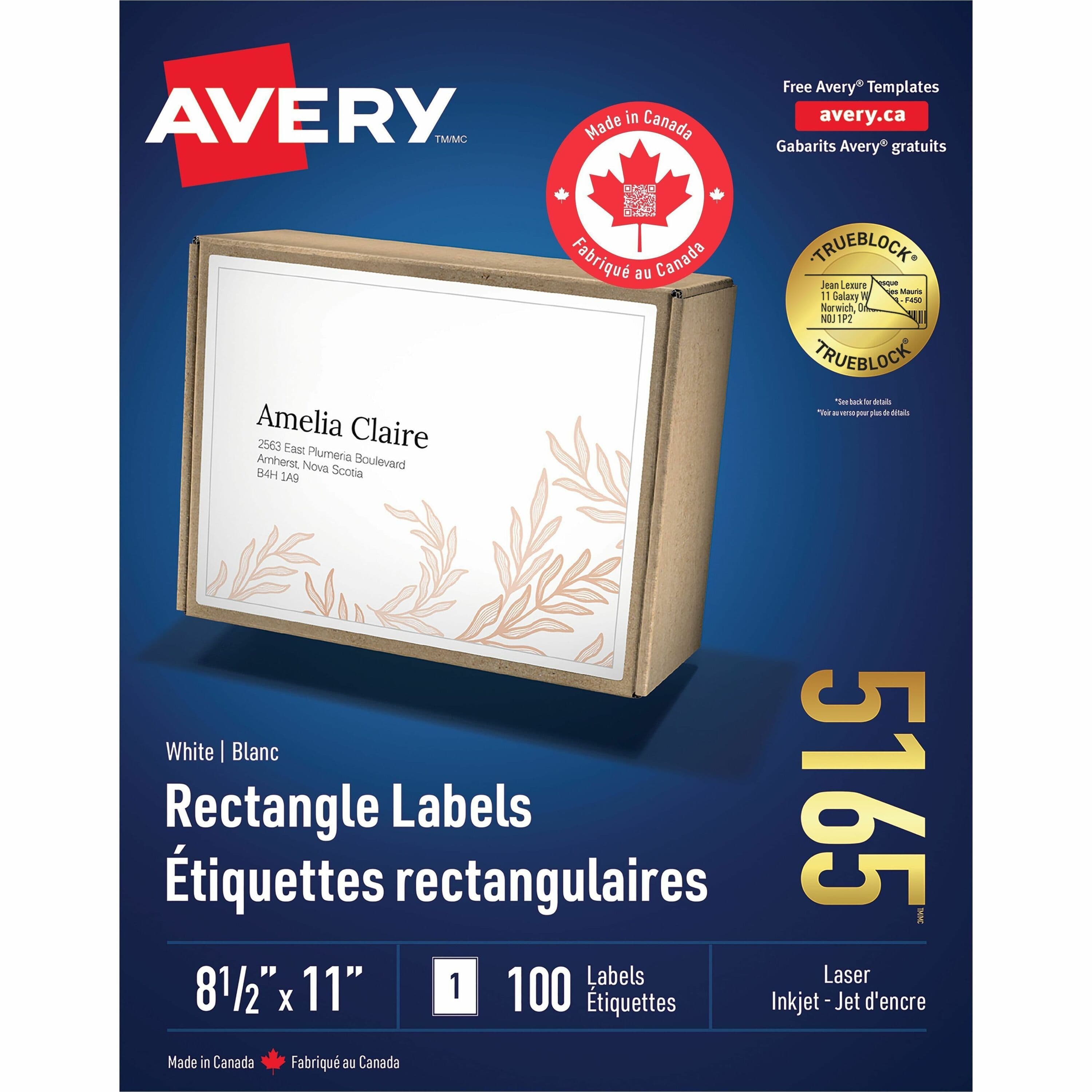 Avery® White Rectangle Labels - 100 / Box