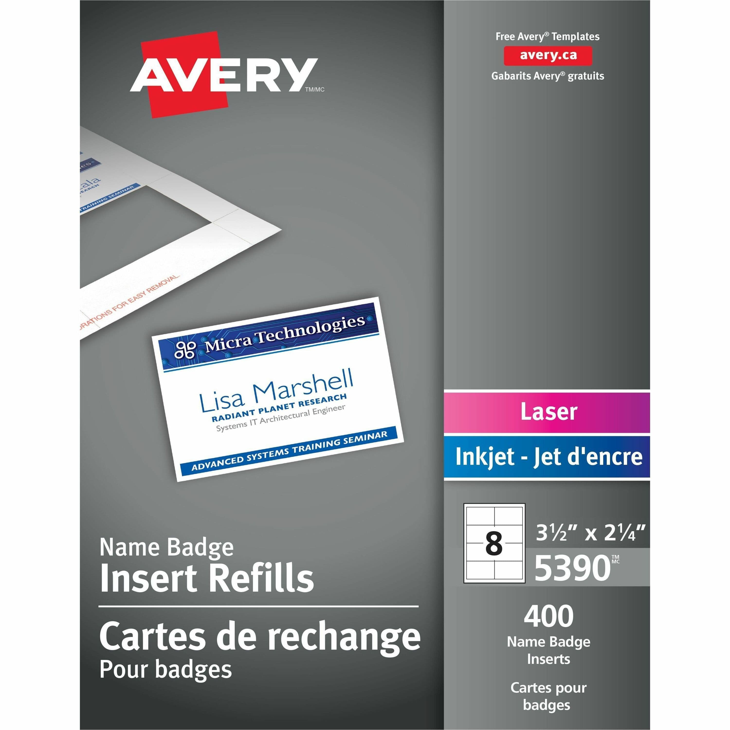 Avery® Name Badge Inserts - 400 / Box